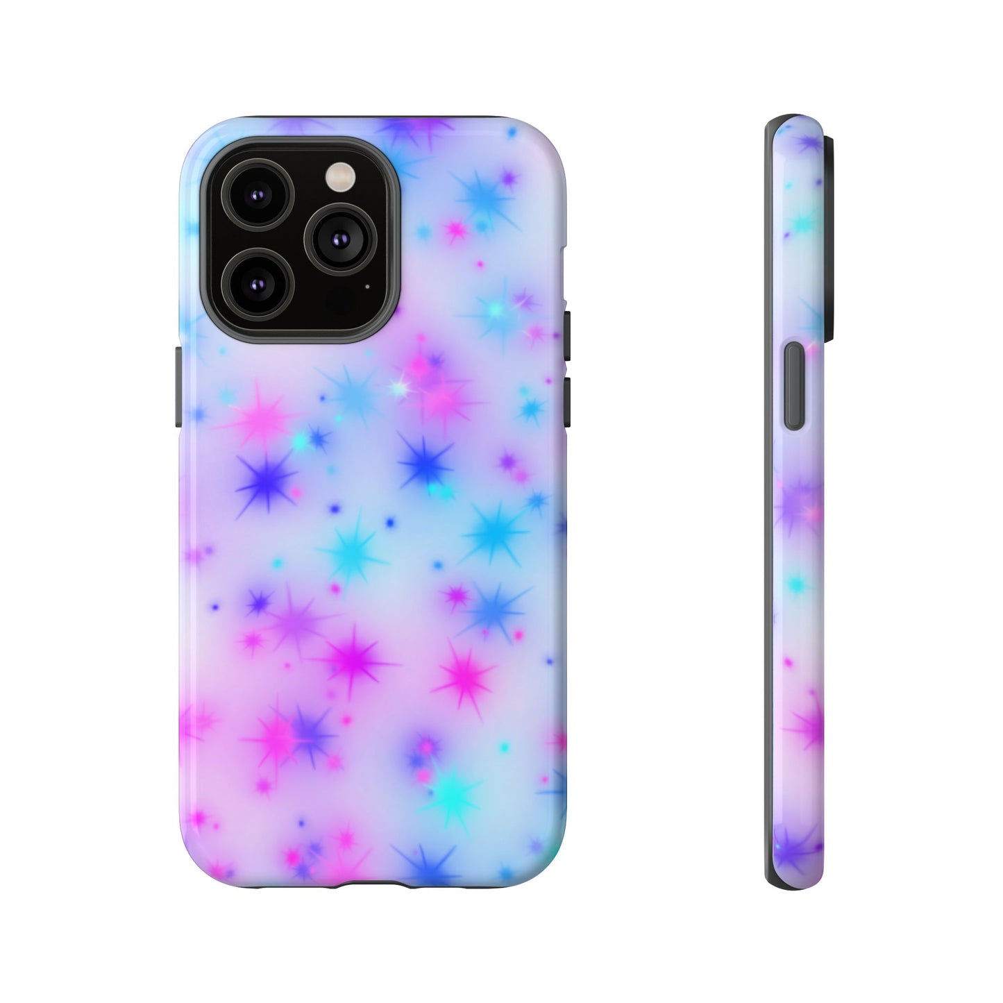 Galaxy Starburst Tough Phone Case — Pastel Pink & Blue Sparkle Protective Cover