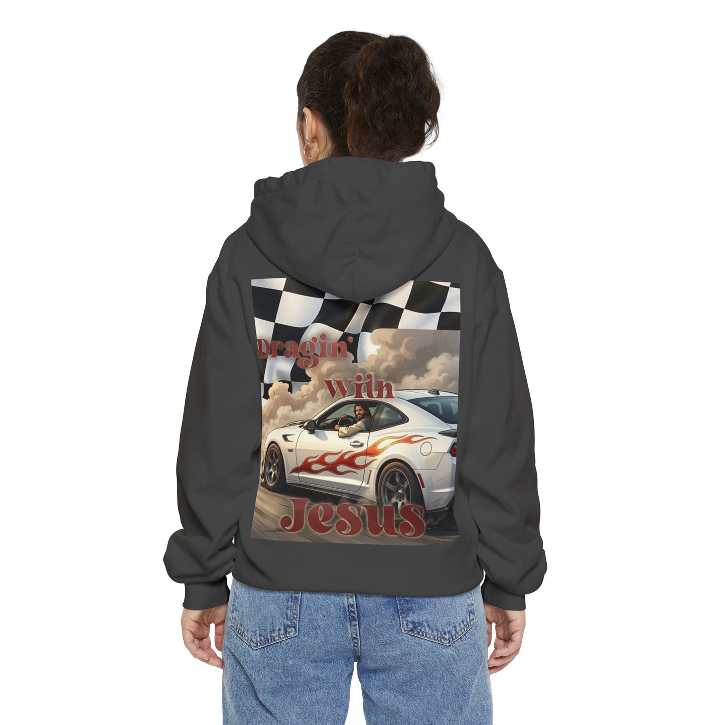 Dragin with Jesus Hoodie — Small Chest Print