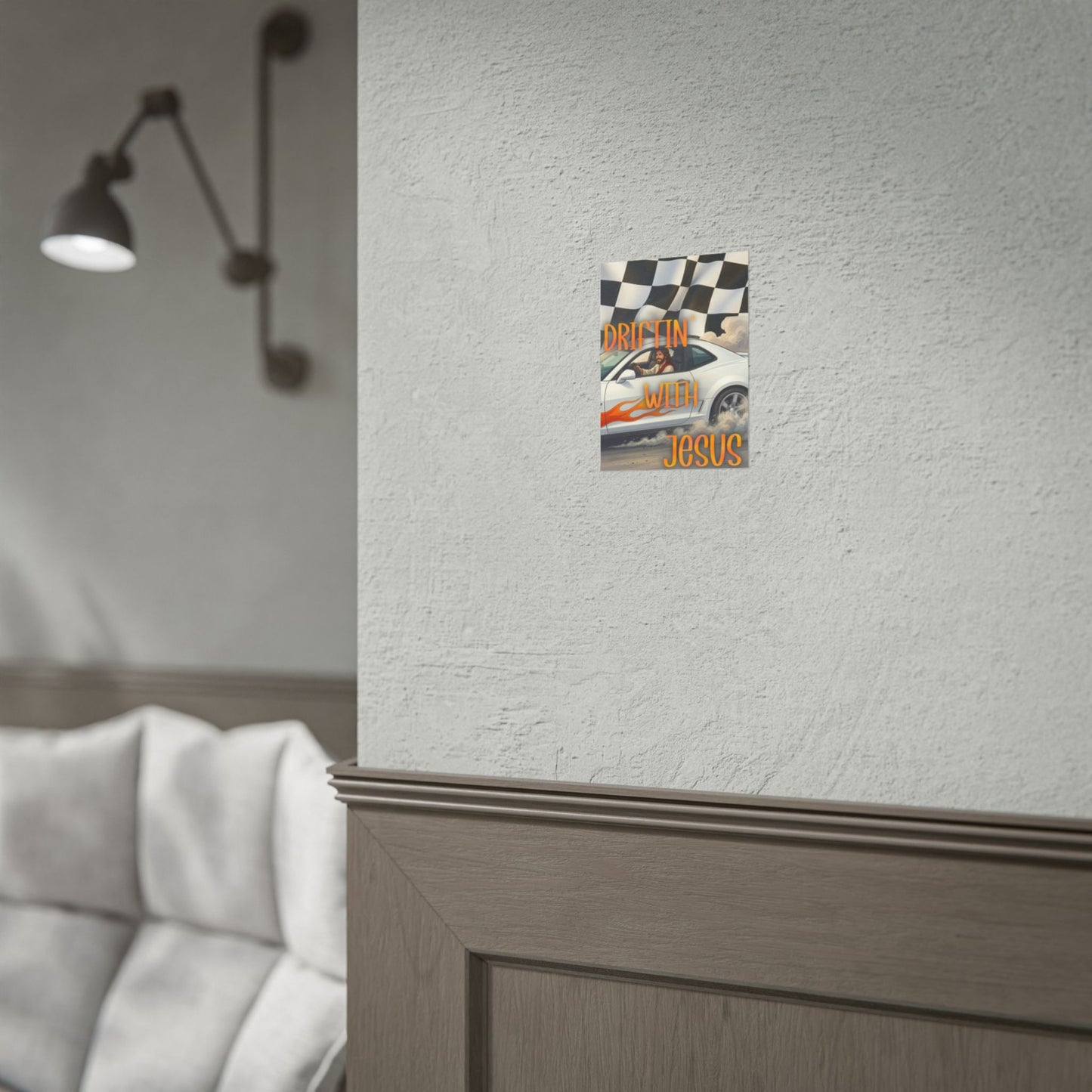 Driftin' With Jesus Poster — Christian Car Racing Wall Art