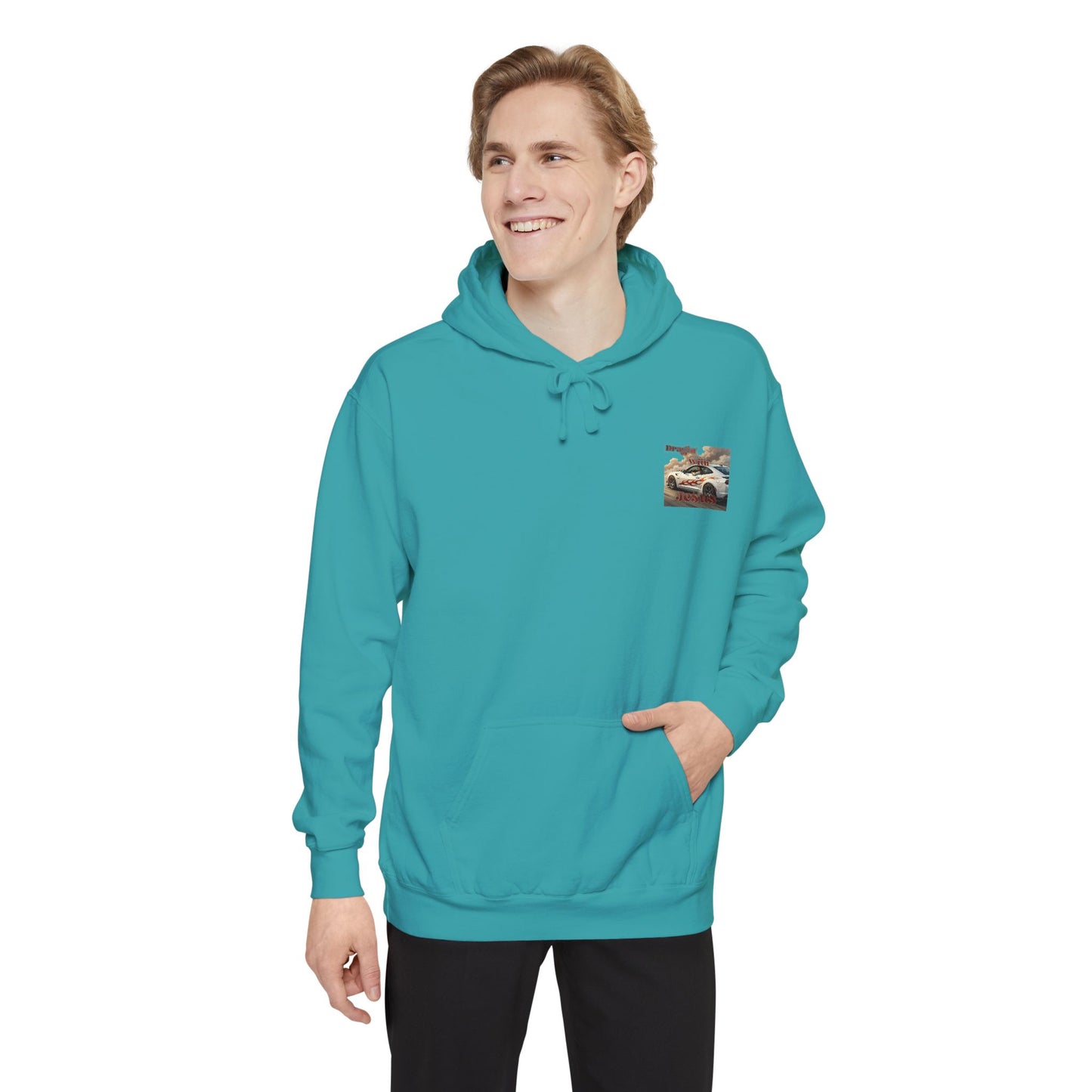 Dragin with Jesus Hoodie — Small Chest Print