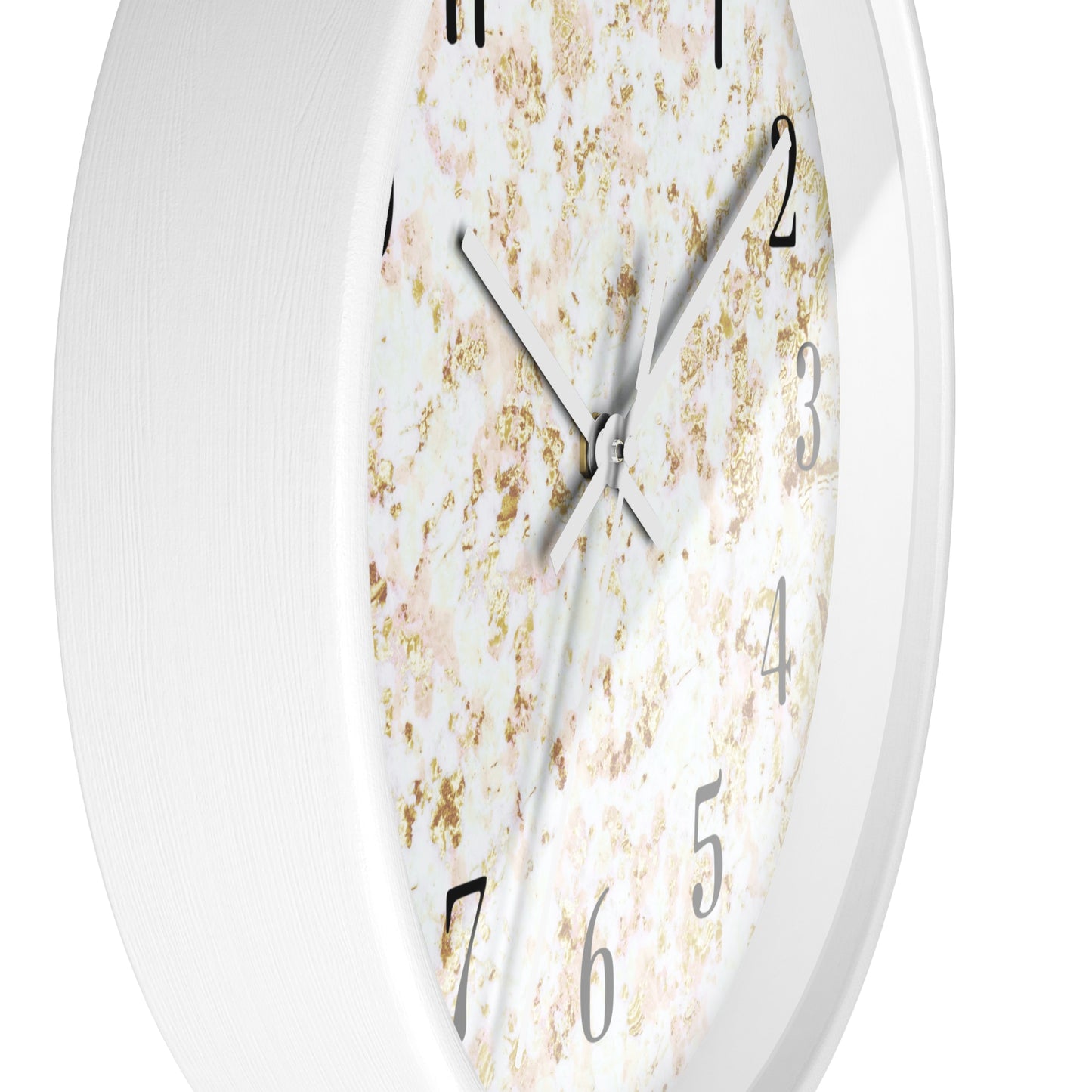 Marble Texture Wall Clock — Modern Gold & White Decorative Clock