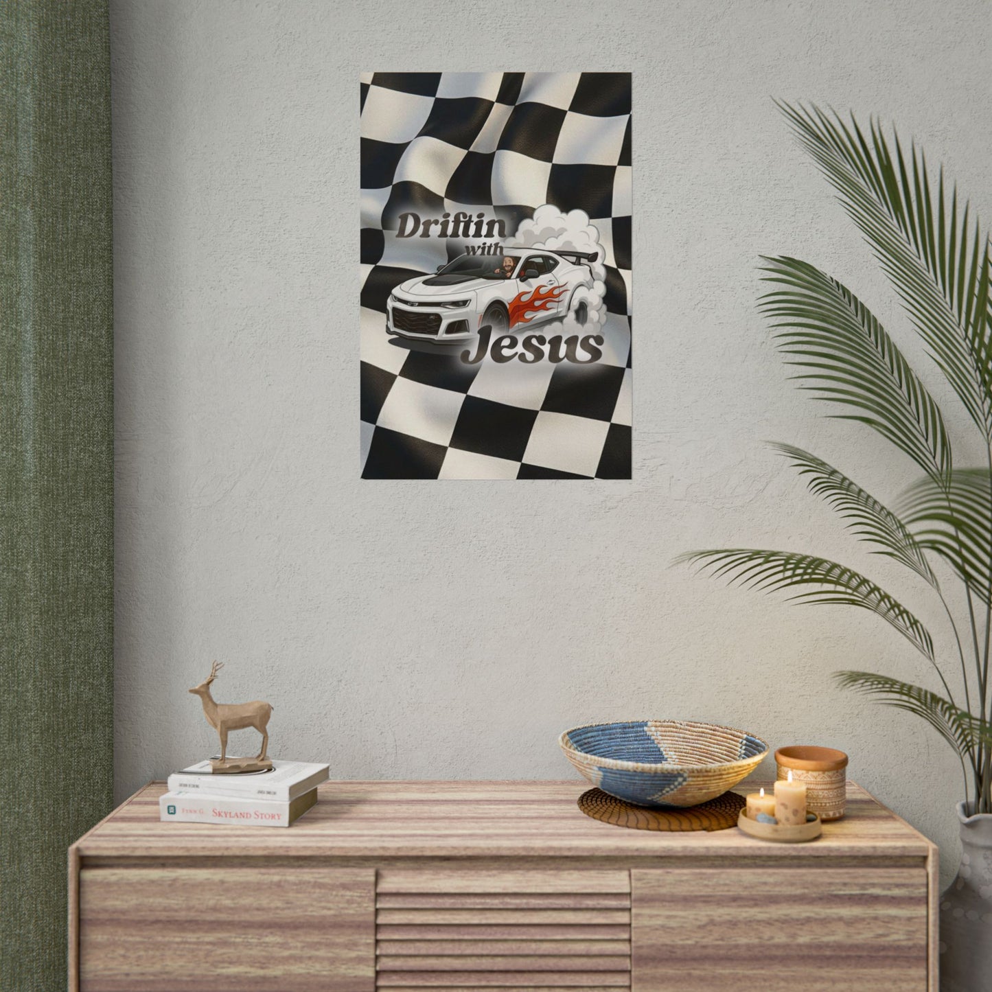 Rolled Poster — "Driftin' with Jesus" Racing Car Wall Art