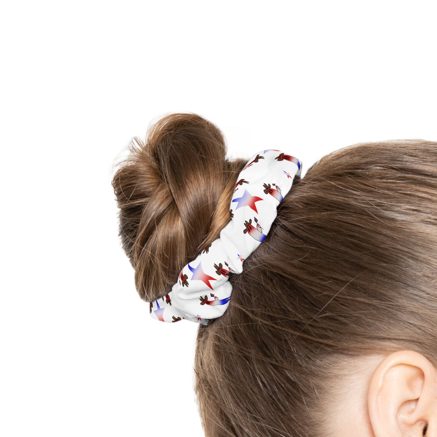 Patriotic Red White Blue Rocket Scrunchie — 4th of July Hair Tie