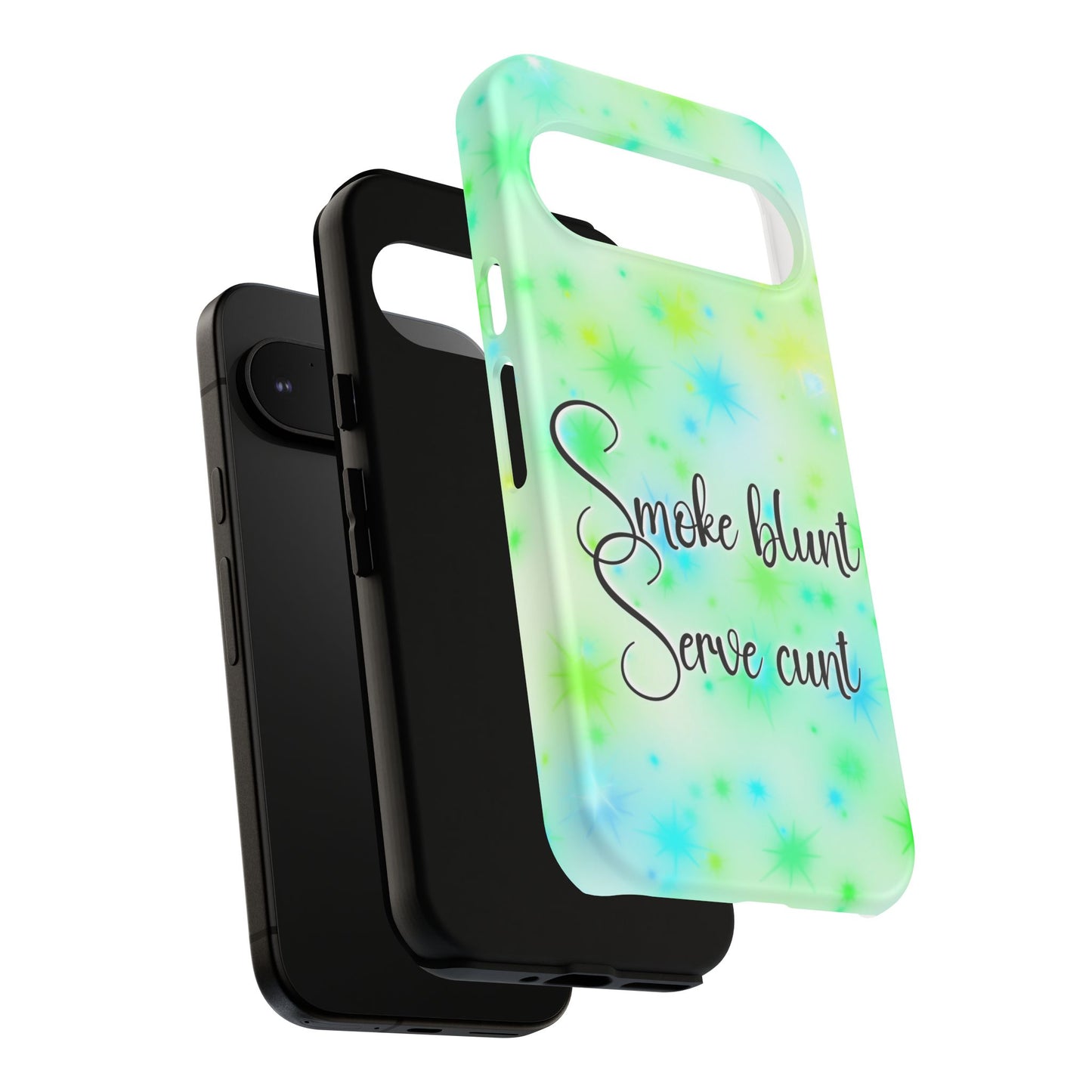 Phone Case — "Smoke blunt Serve cunt" Green Starburst Protective Case