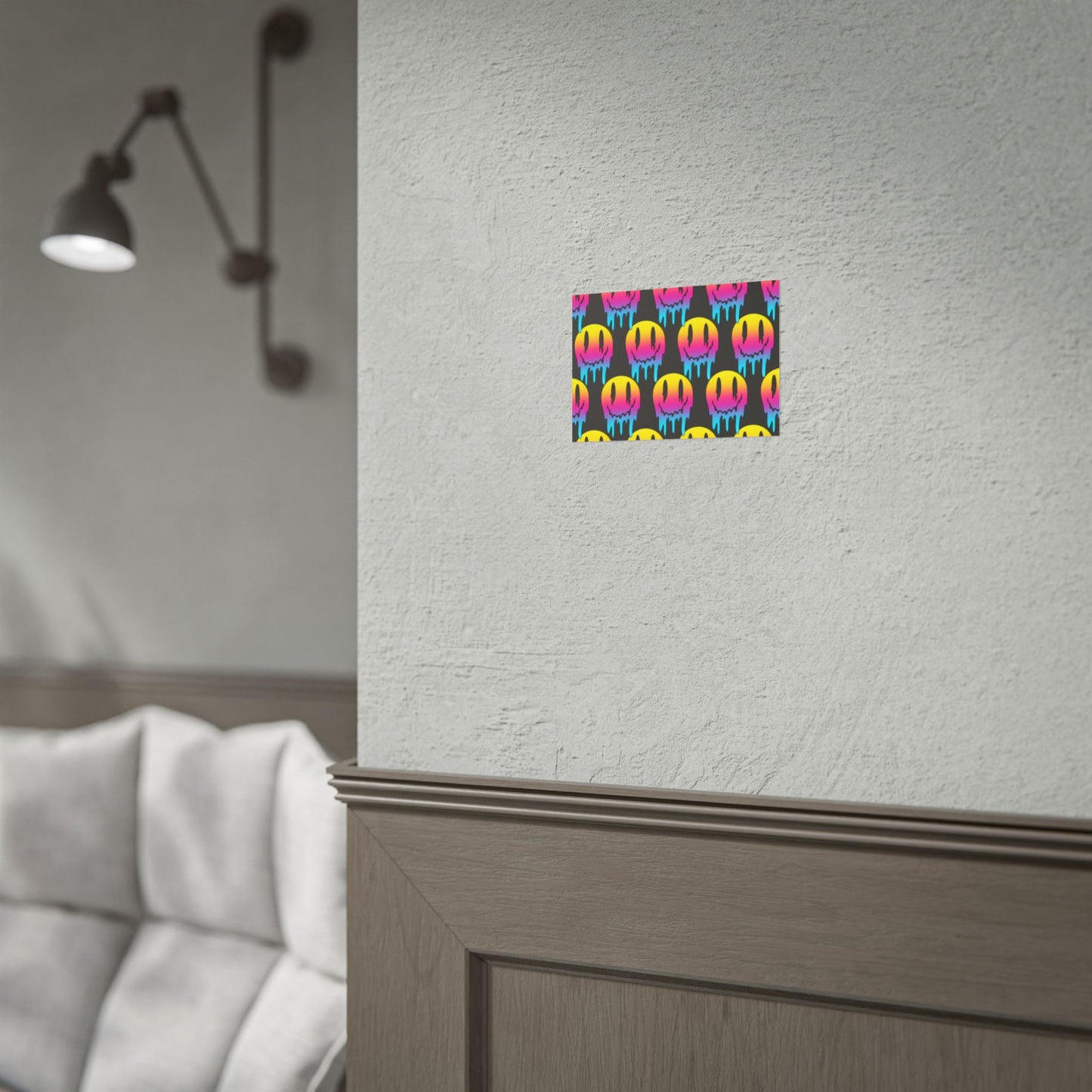 Neon Drip Smiley Poster