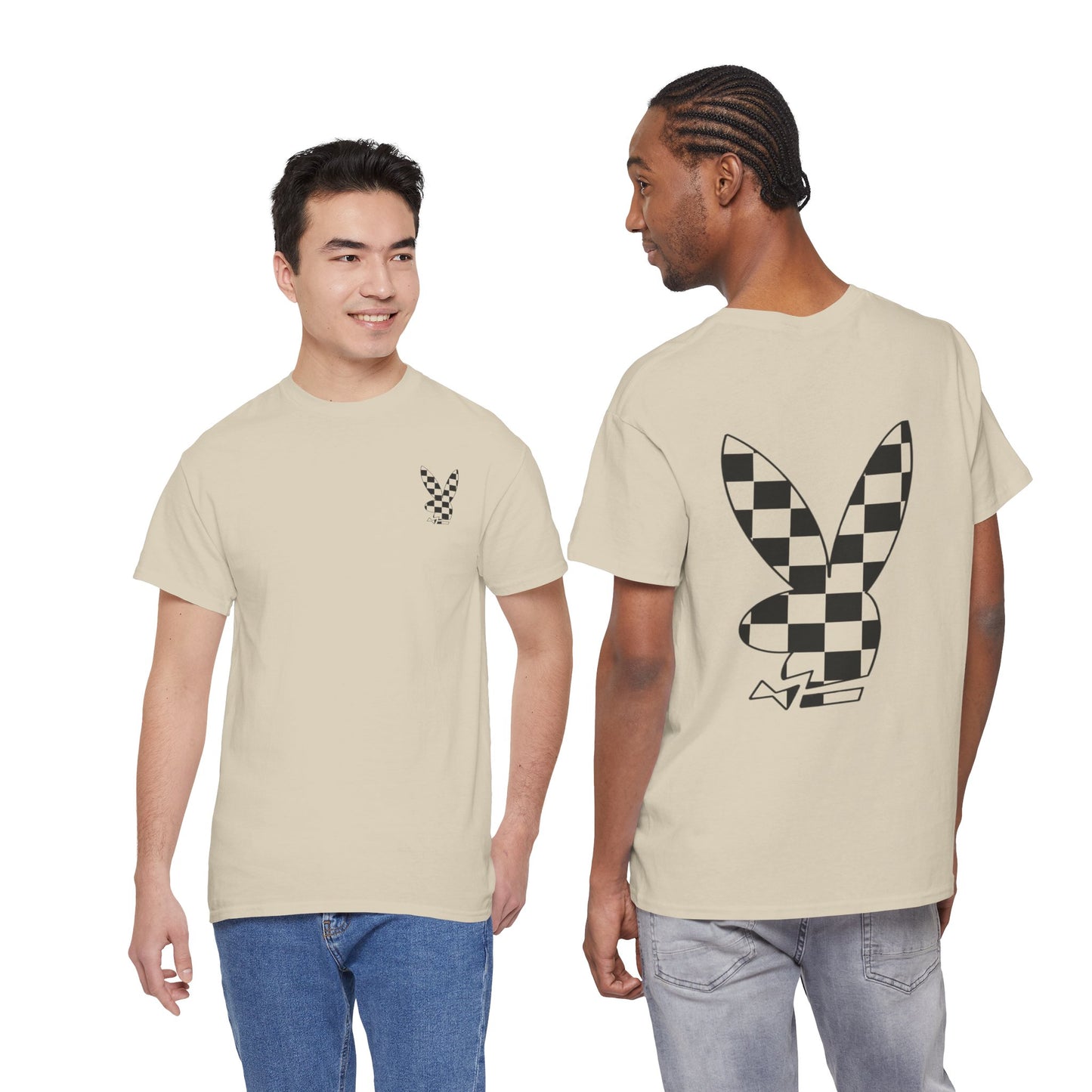 Checkerboard Bunny Tee — Retro Skate-Inspired Graphic T-Shirt