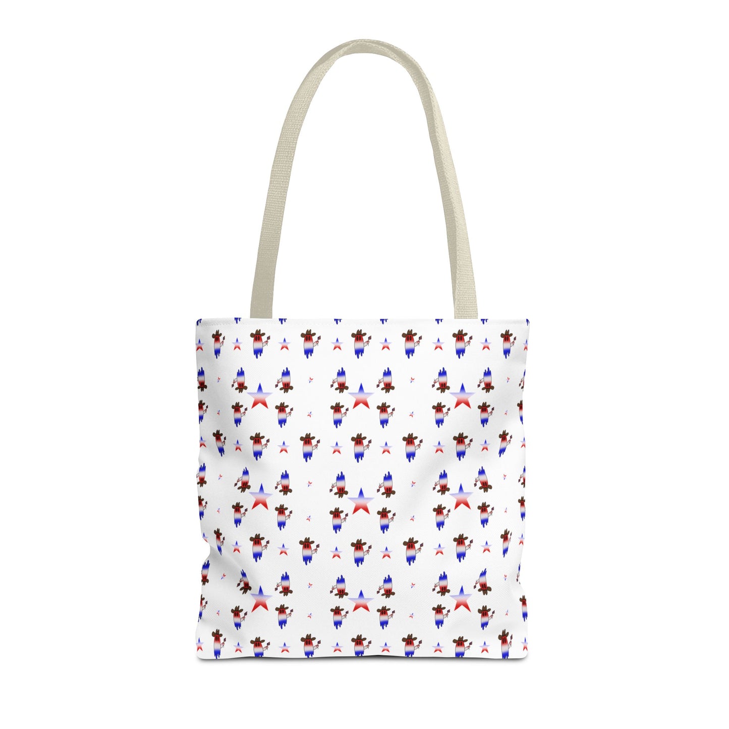 Patriotic Ghost Pattern Tote Bag – Red White Blue All-Over Print