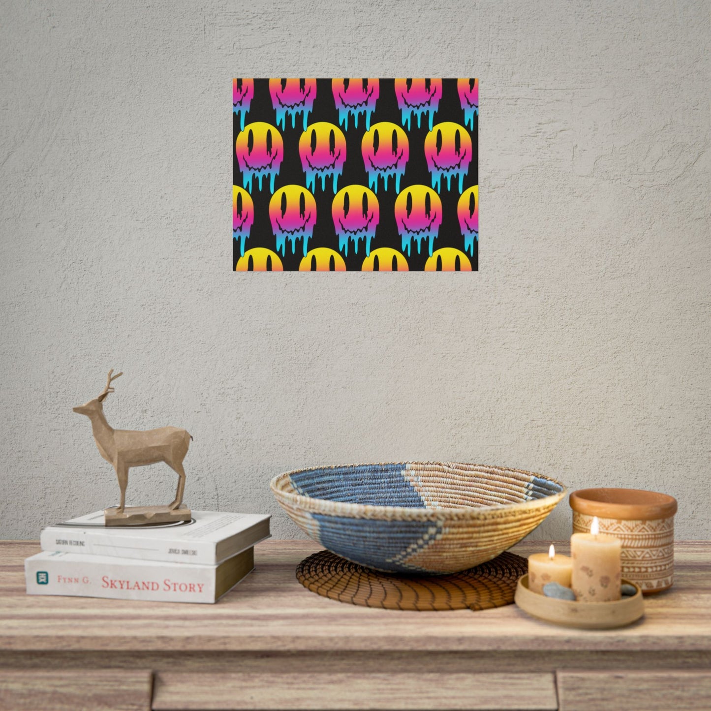 Neon Drip Smiley Poster