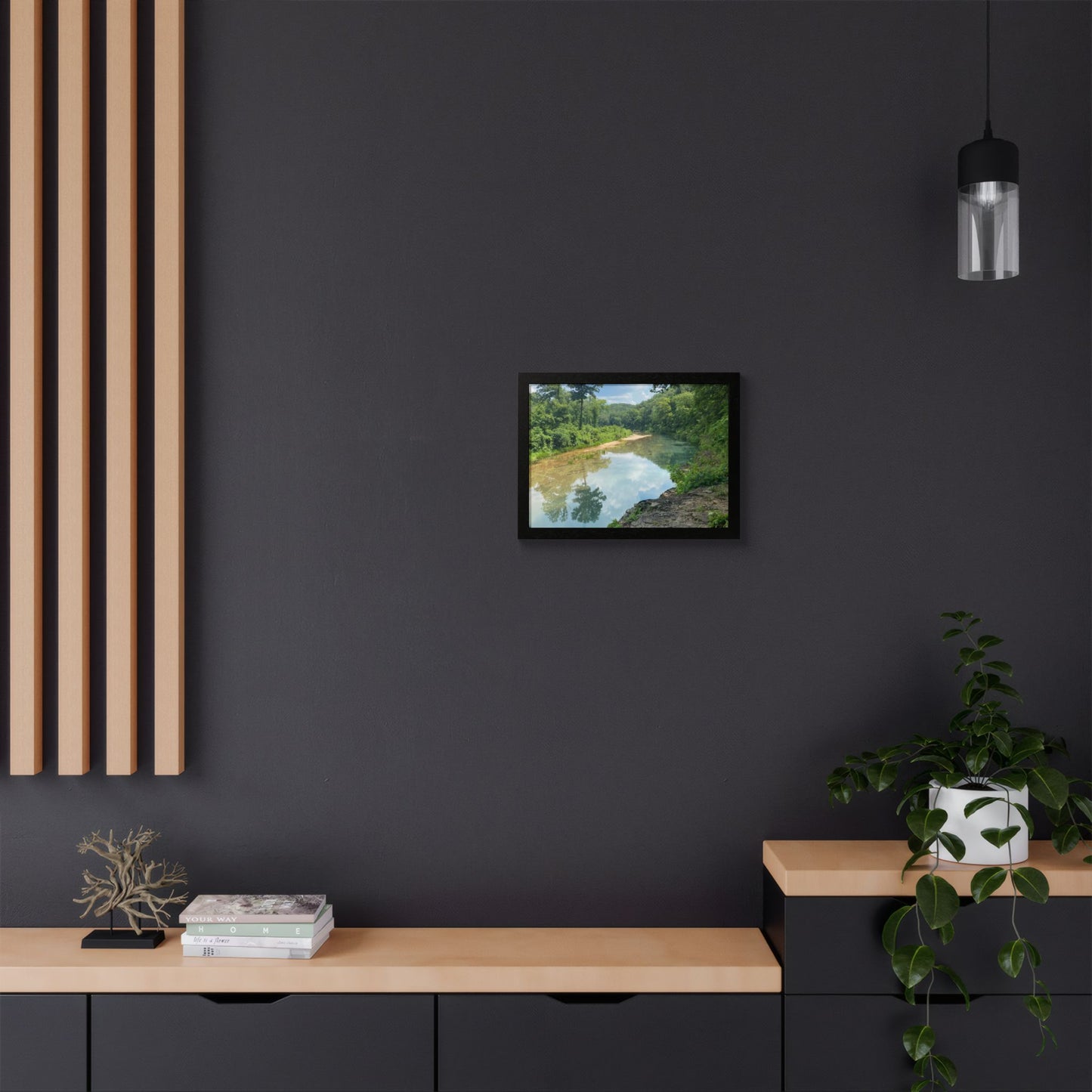 Framed Nature Poster — Serene River Landscape Wall Art