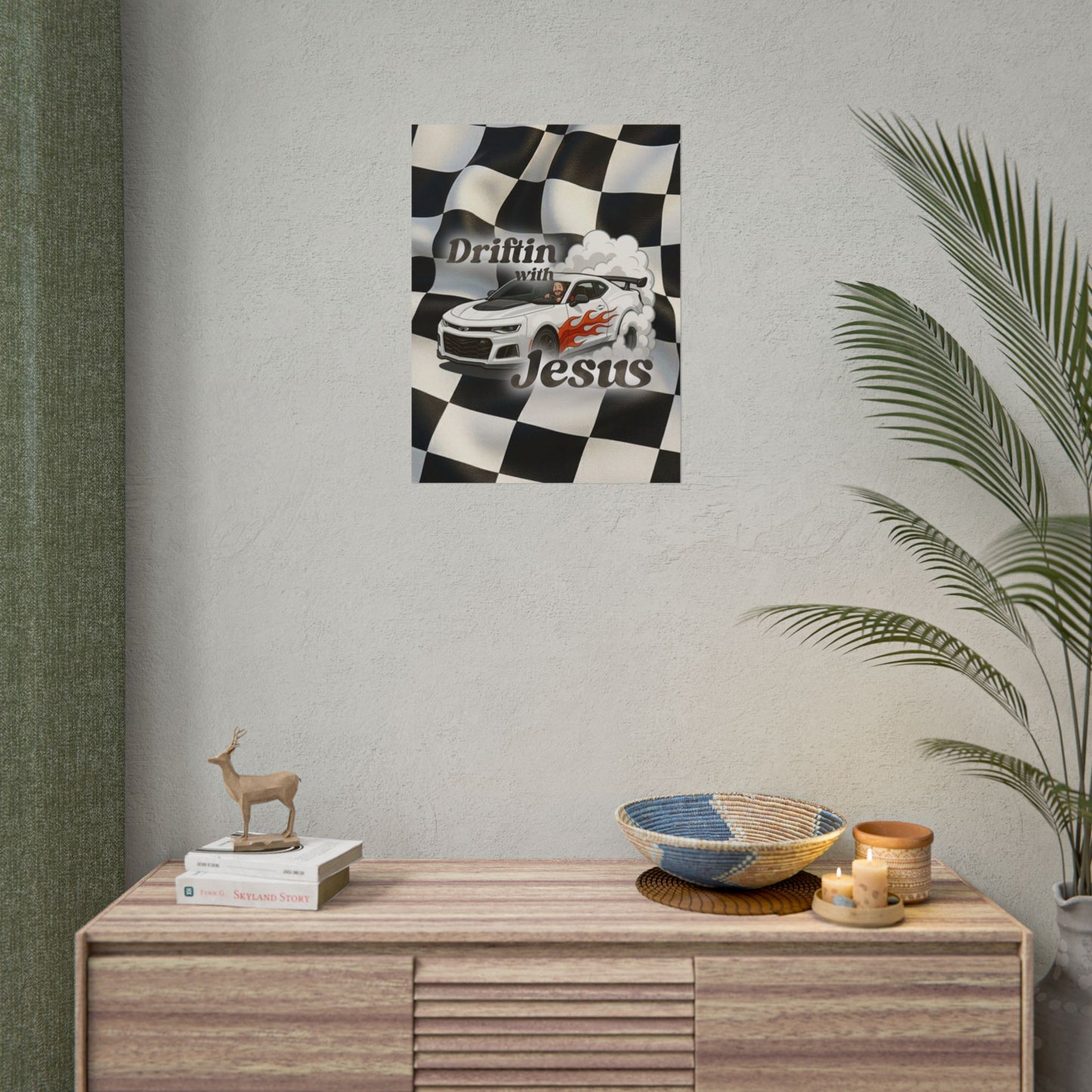 Rolled Poster — "Driftin' with Jesus" Racing Car Wall Art
