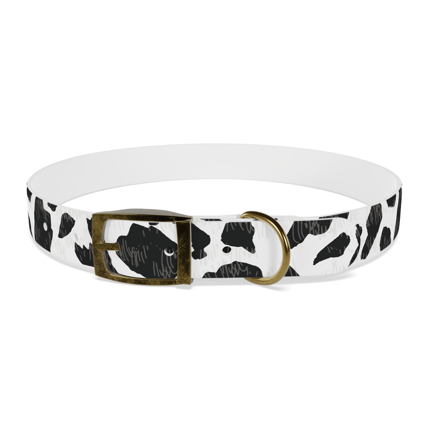 Cow Print Dog Collar — Black & White Spot Pattern