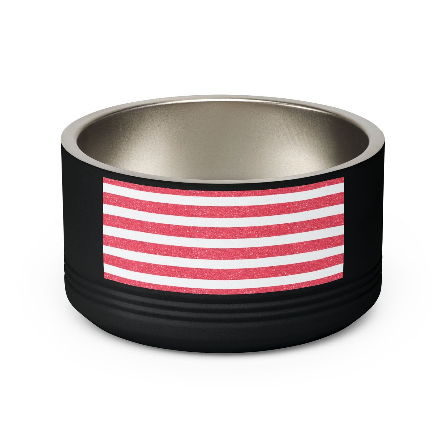 Personalized Pet Bowl - 18oz Red Striped Custom Name Dog & Cat Bowl