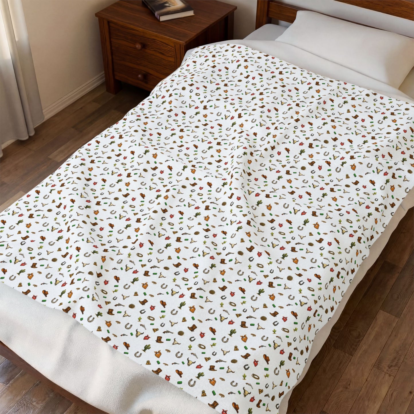 Western Velveteen Plush Blanket — western Pattern Cozy Throw