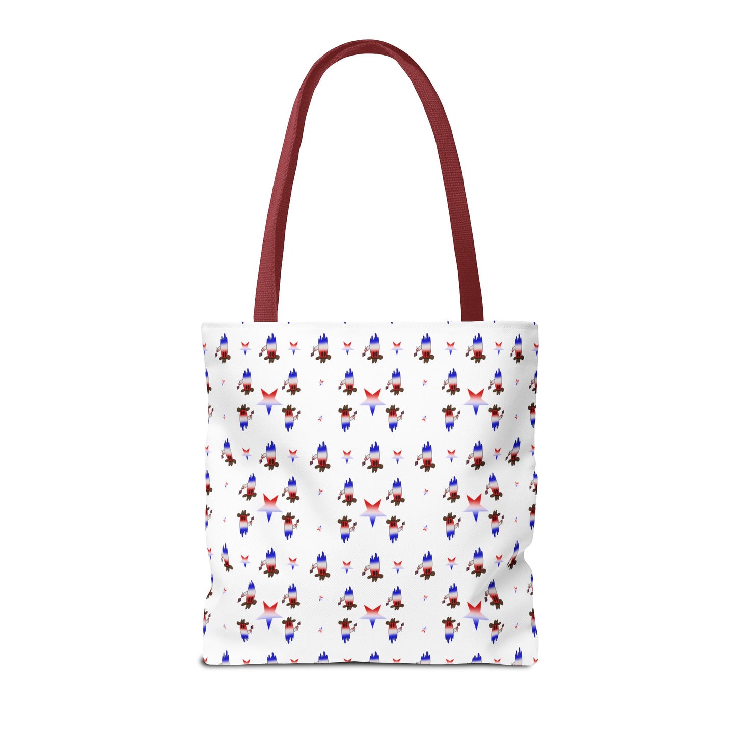 Patriotic Ghost Pattern Tote Bag – Red White Blue All-Over Print