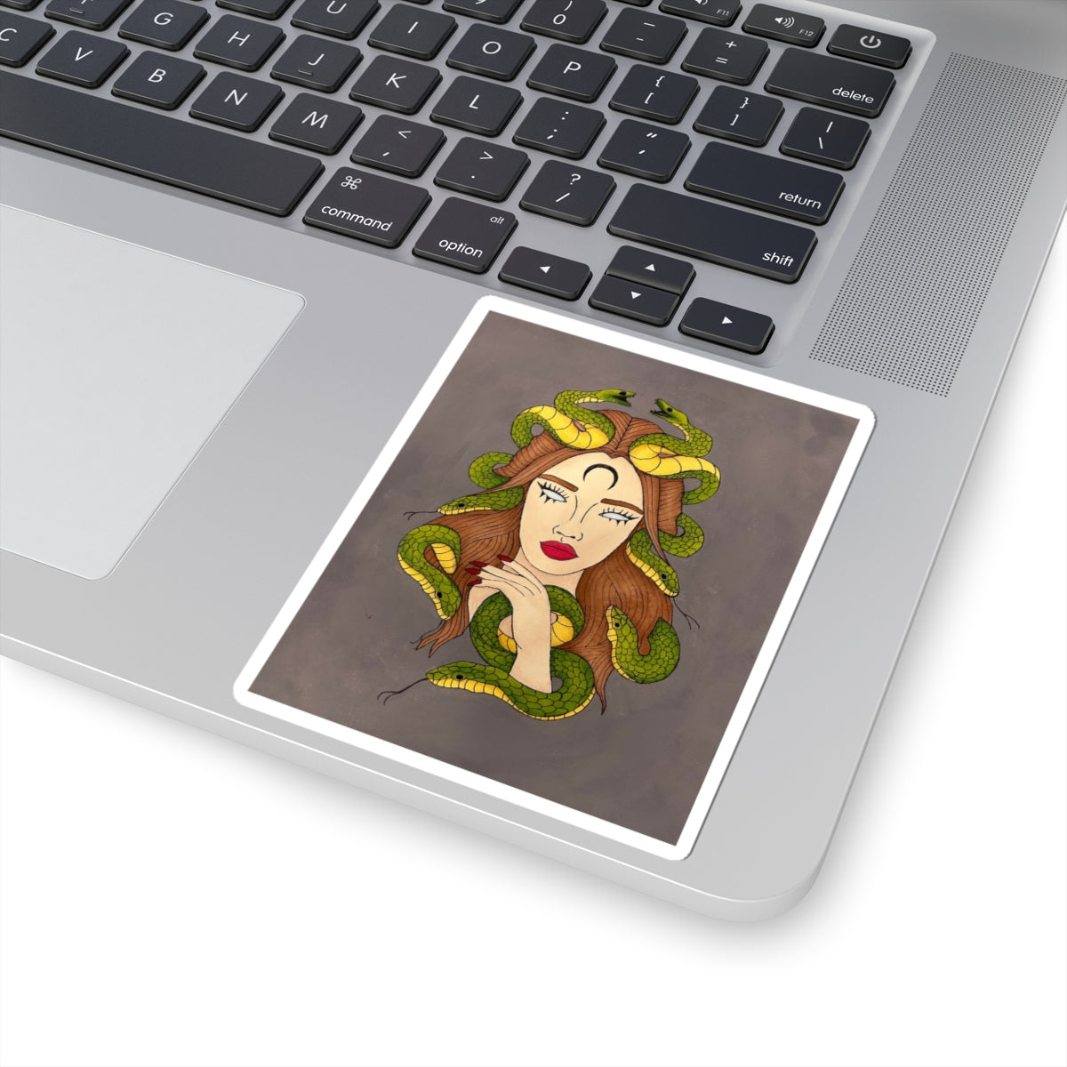 Medusa Portrait Sticker — Vintage Snake Goddess Kiss-Cut Sticker