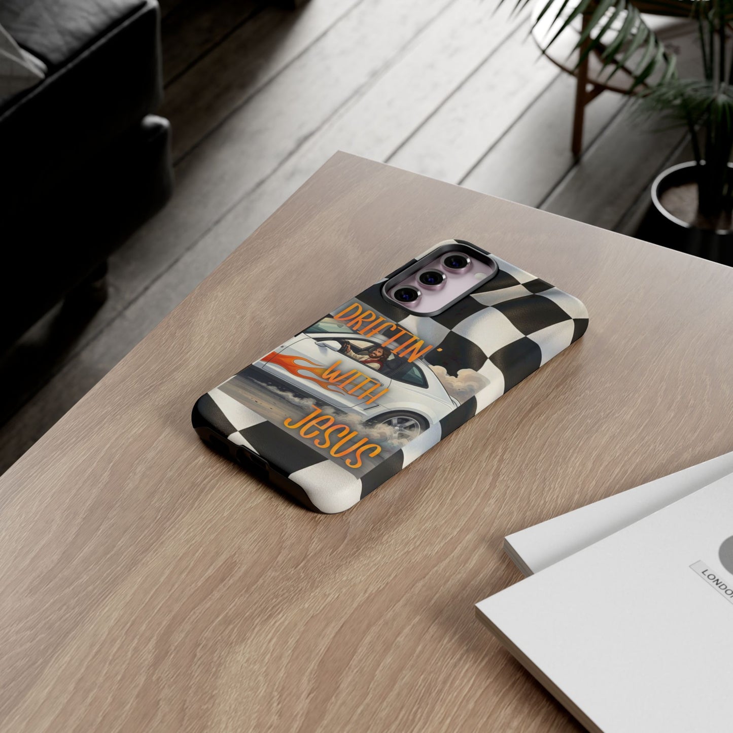 Phone Case — "Driftin' With Jesus" Racing Crosscheck Design - Samsung/ Google phones