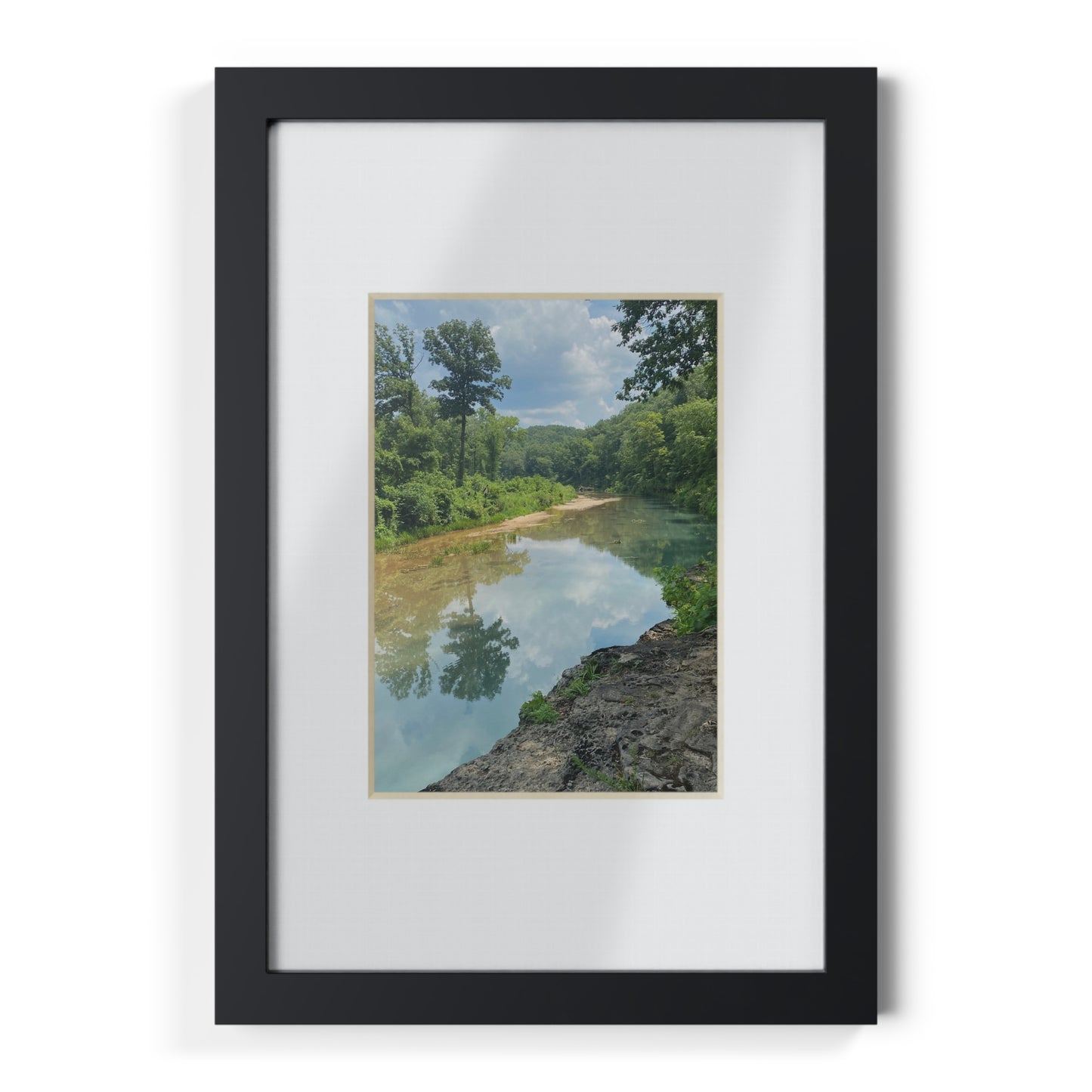 Black Framed Landscape Poster — River Reflection Wall Art