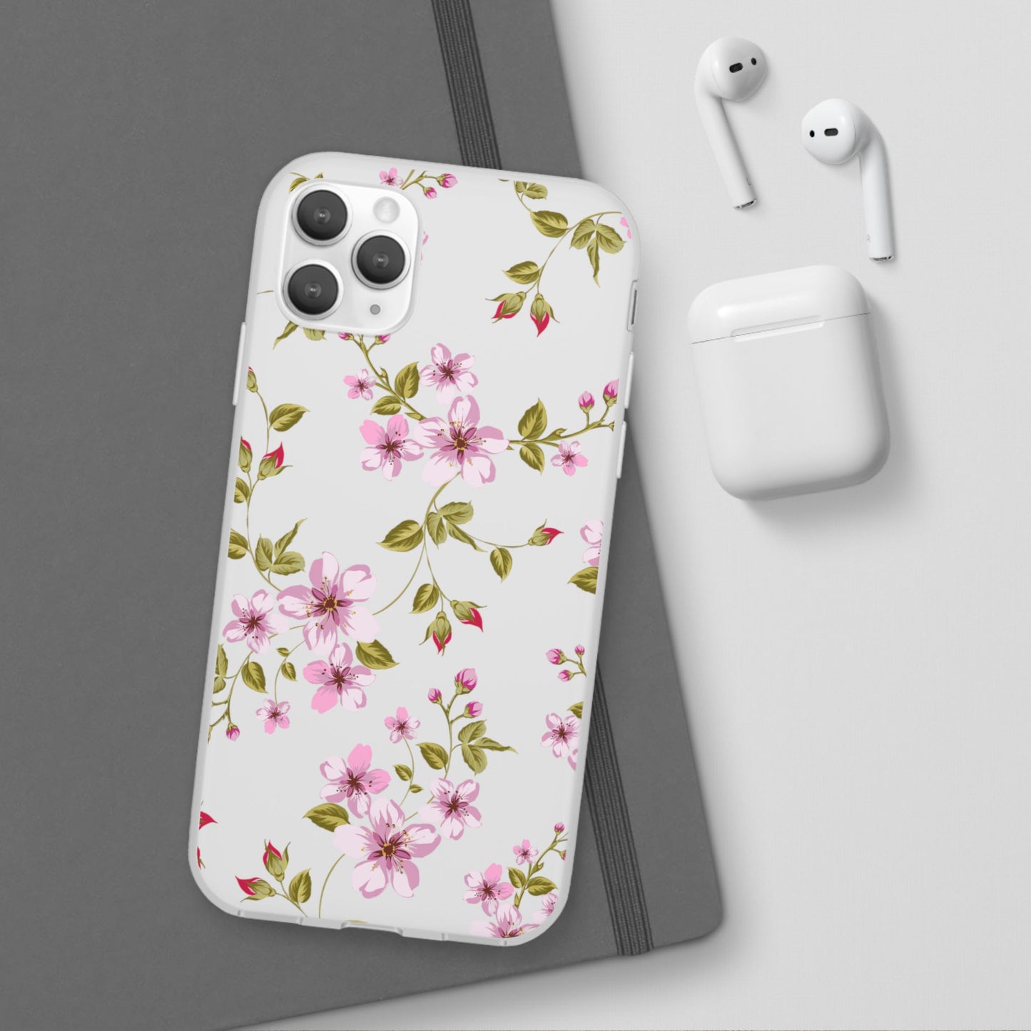 Floral Pink Blossom Flexi Case — Slim Protective Phone Case with Watercolor Cherry Blossom Design