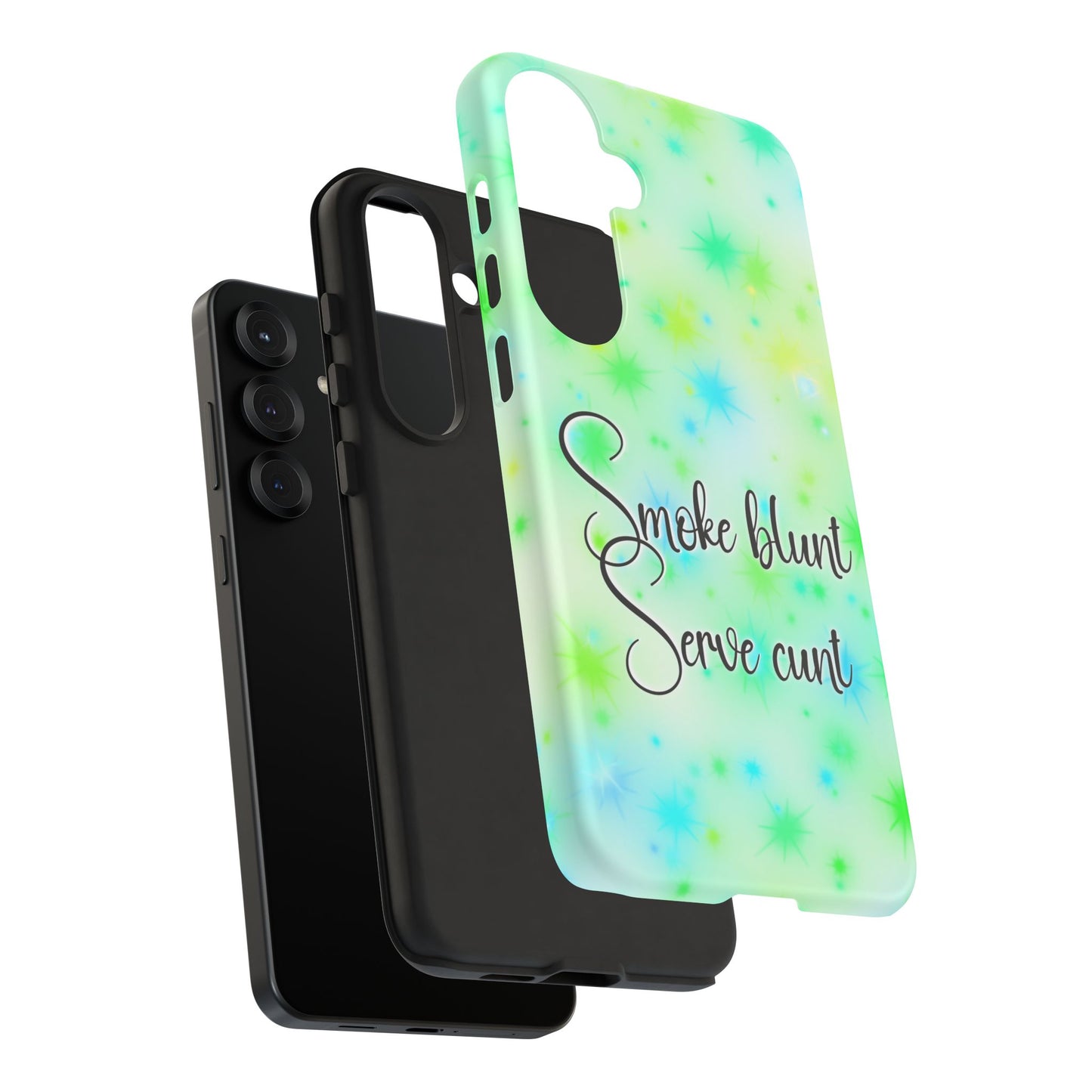 Phone Case — "Smoke blunt Serve cunt" Green Starburst Protective Case
