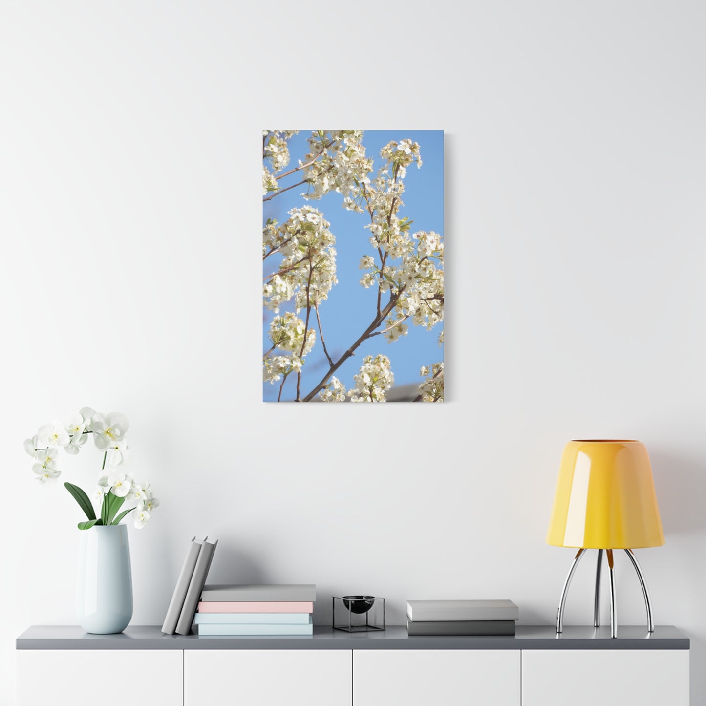 Blossom Branch Canvas Print — Spring White Flower Wall Art