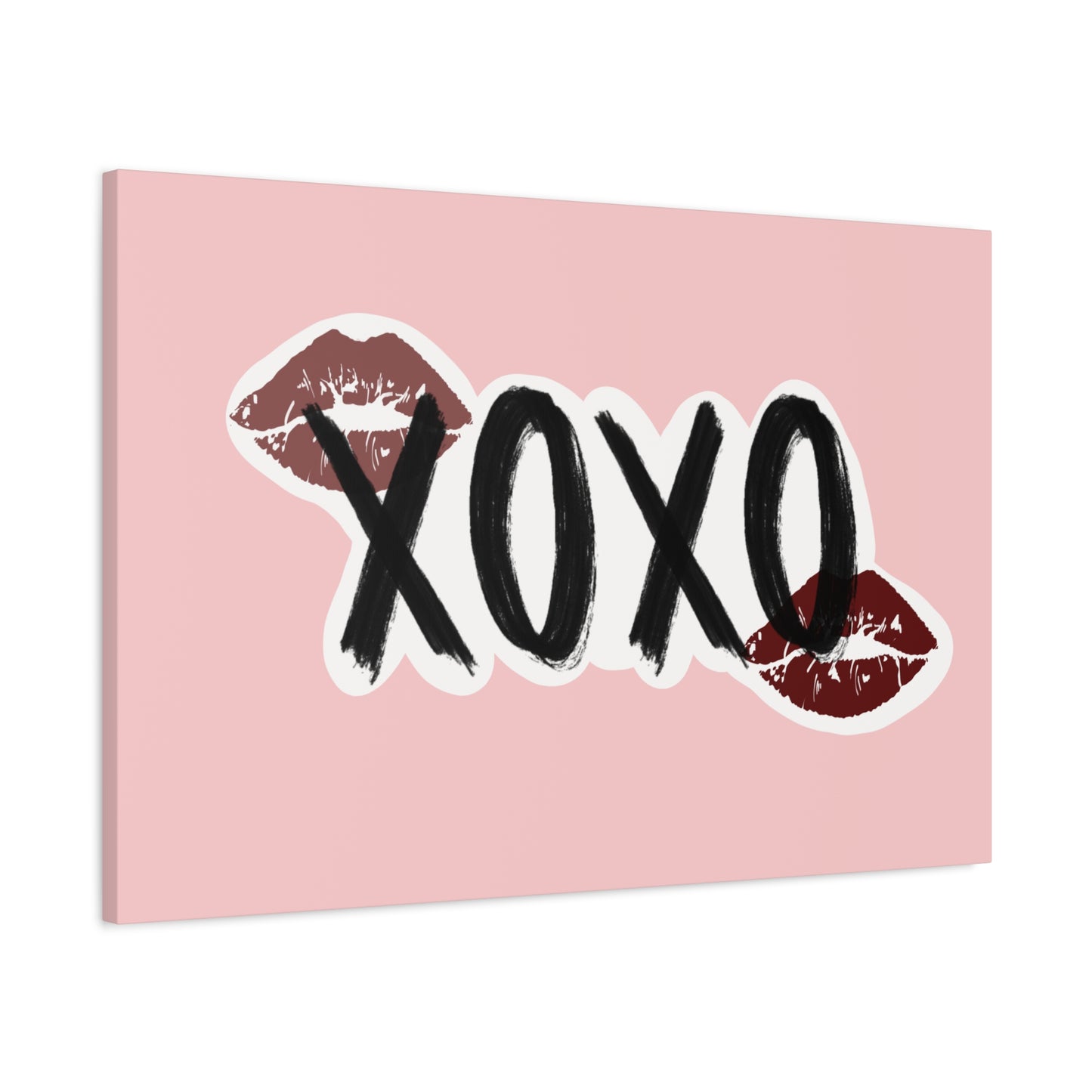XOXO Kiss Wall Canvas — Pink Romantic Home Décor for Valentine’s Day