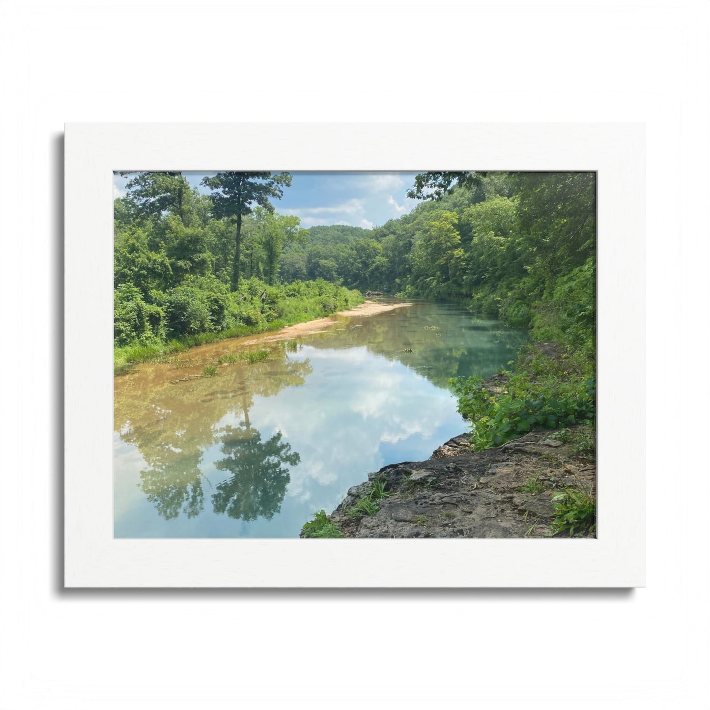 Framed Nature Poster — Serene River Landscape Wall Art