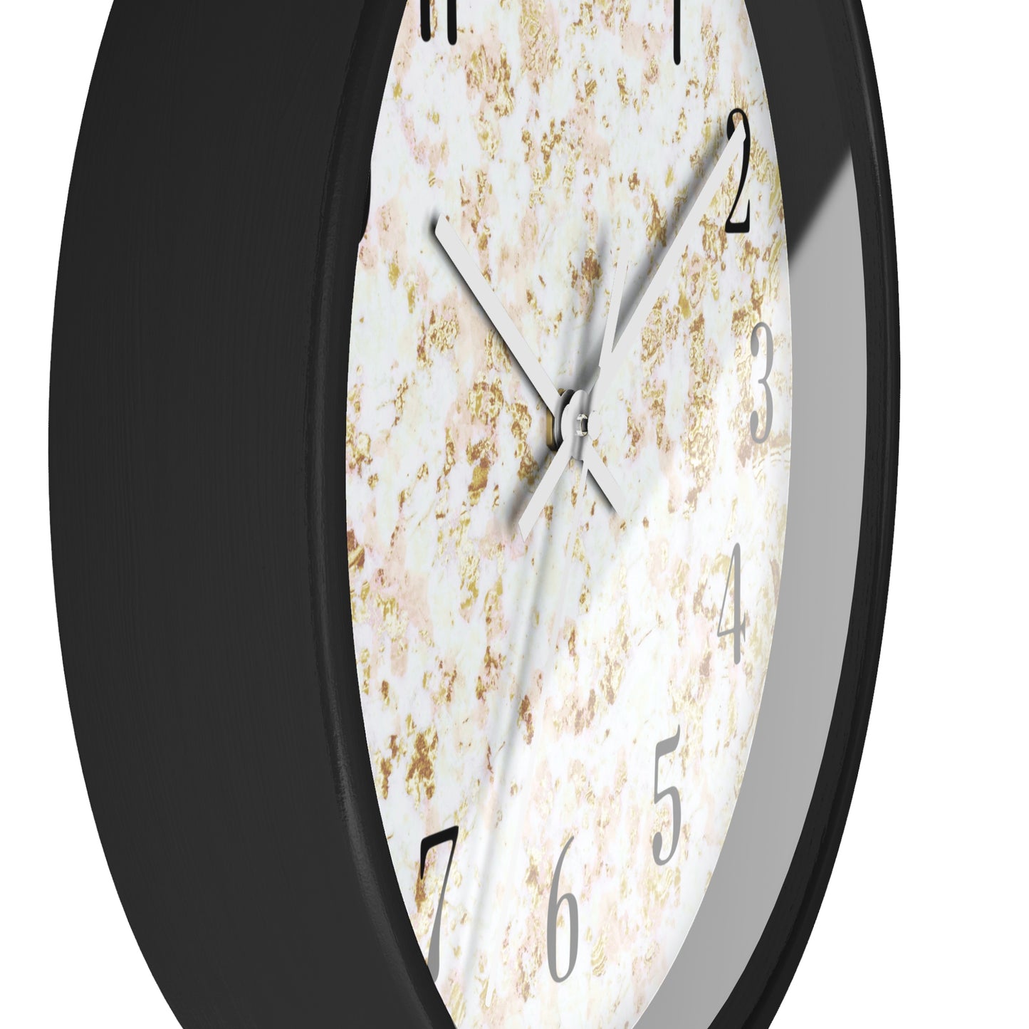 Marble Texture Wall Clock — Modern Gold & White Decorative Clock
