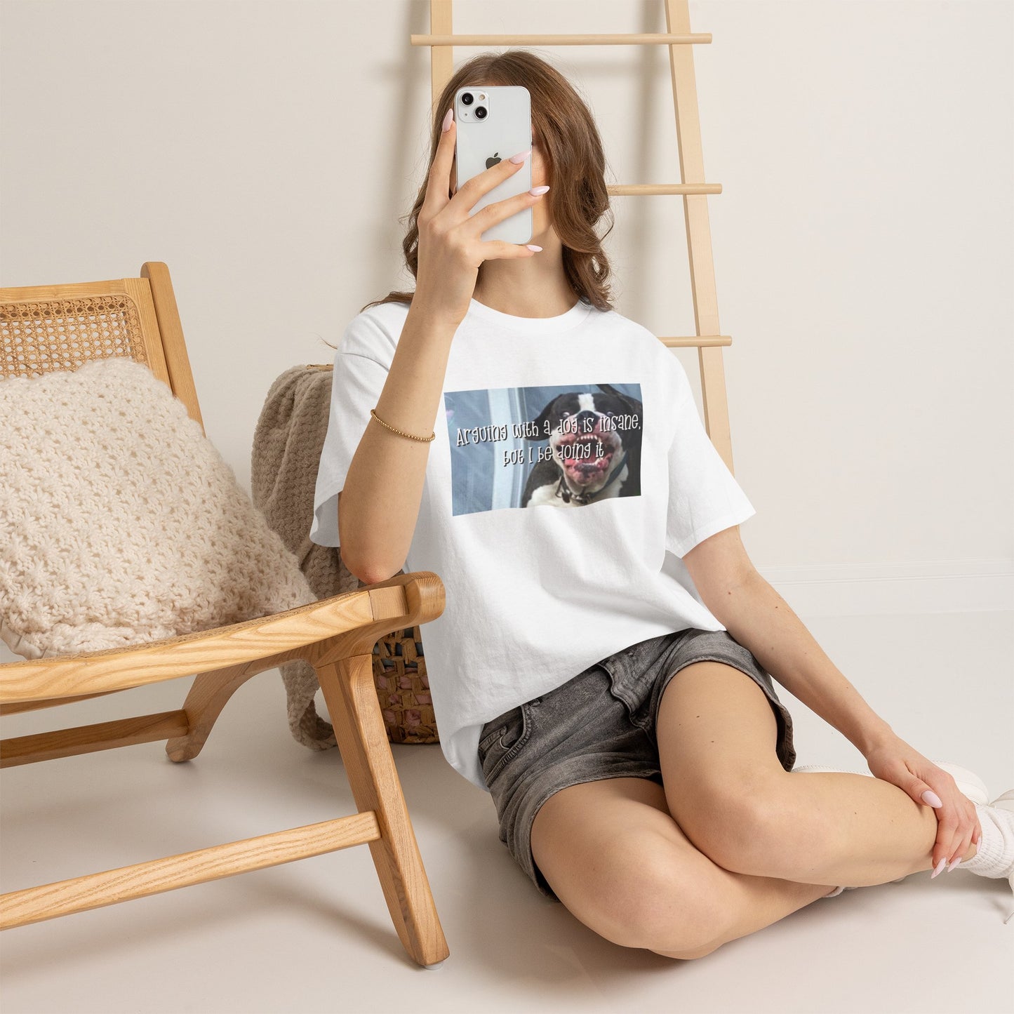 Funny Dog Meme T‑Shirt – “Arguing with a dog is insane but I be doin it” Graphic Tee