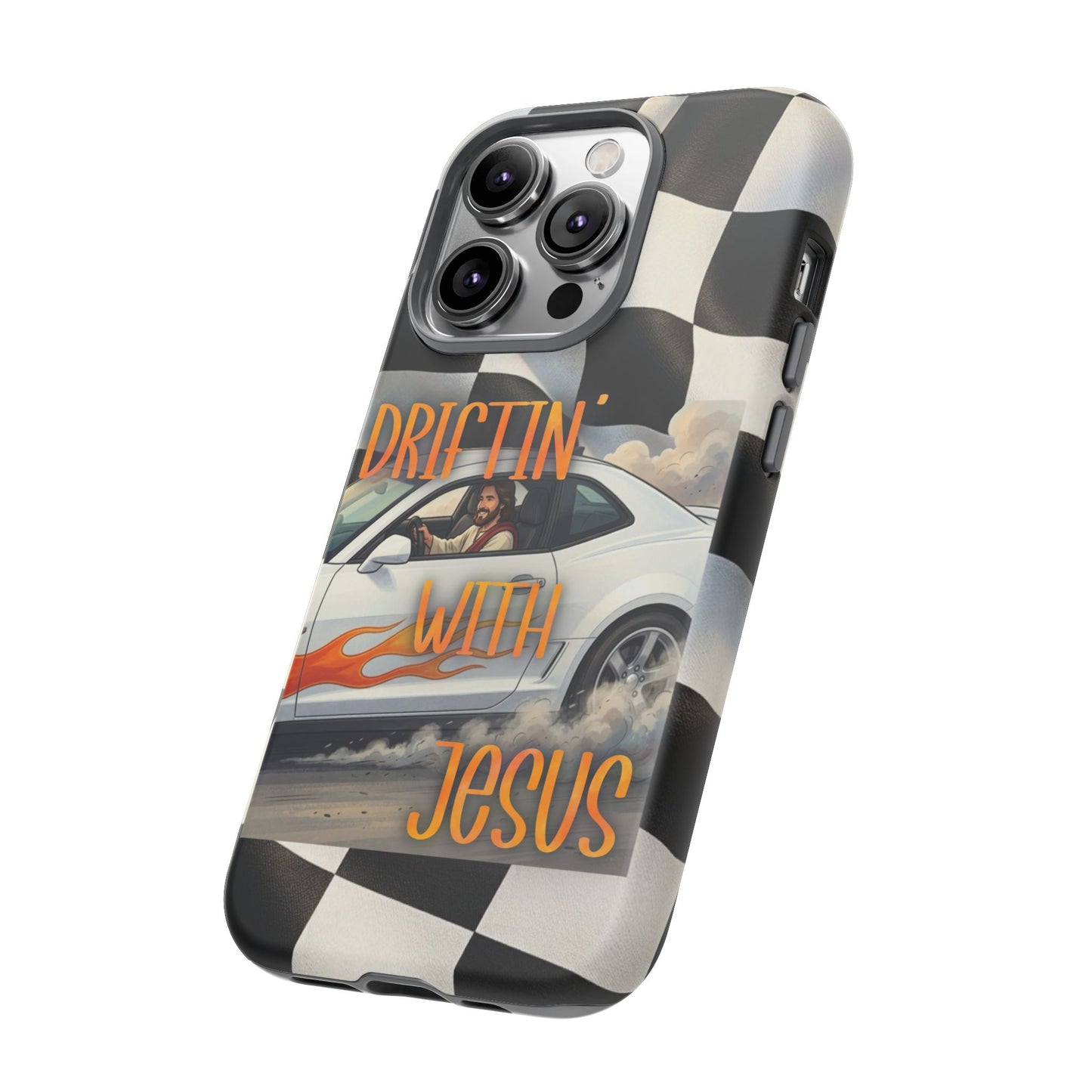 Phone Case — "Driftin' with Jesus" Racing Flag Design- iPhone