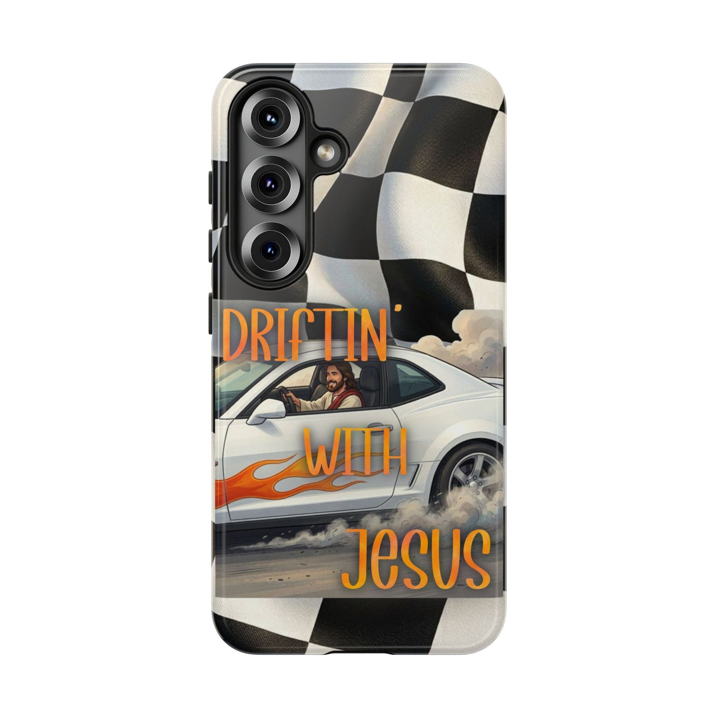Phone Case — "Driftin' With Jesus" Racing Crosscheck Design - Samsung/ Google phones