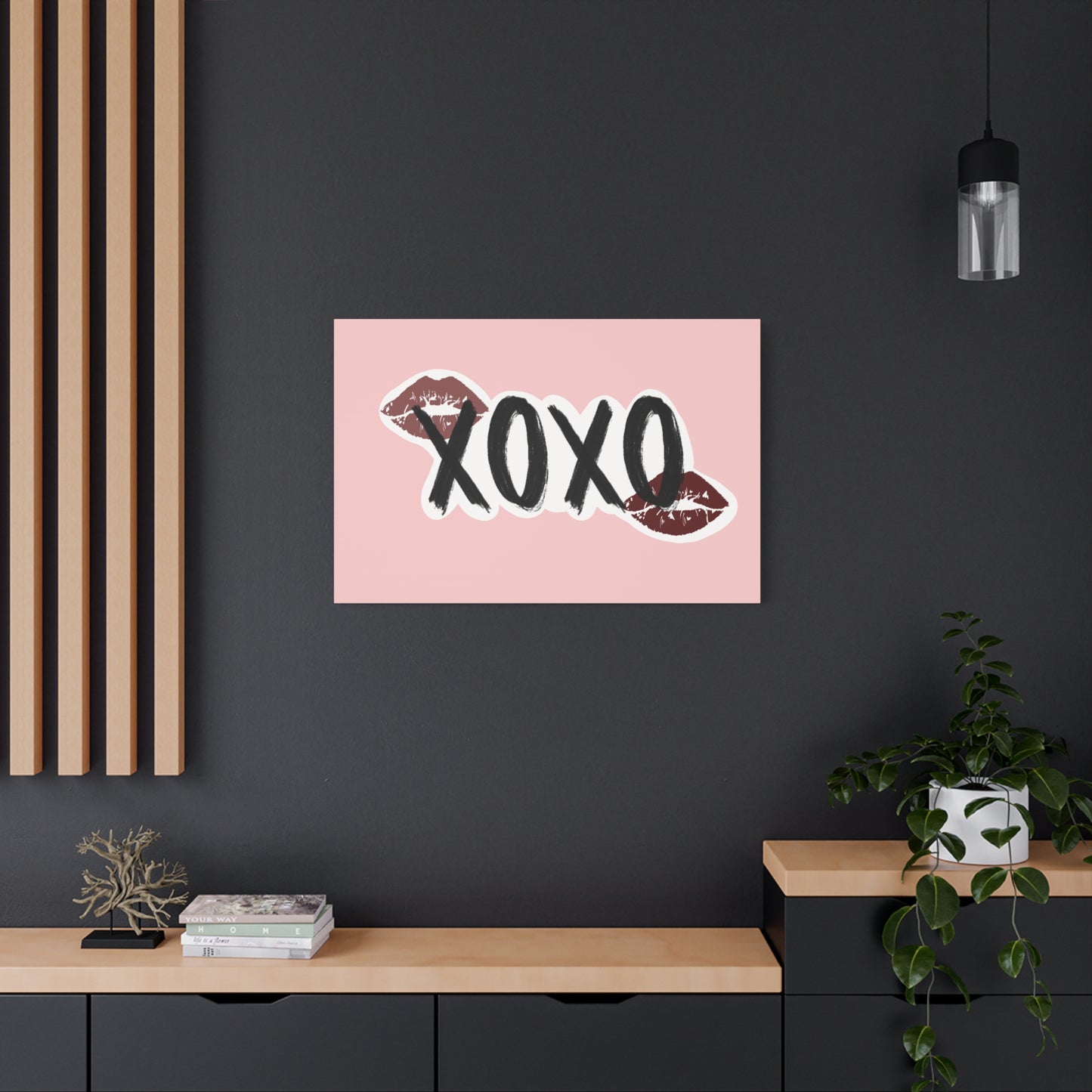 XOXO Kiss Wall Canvas — Pink Romantic Home Décor for Valentine’s Day