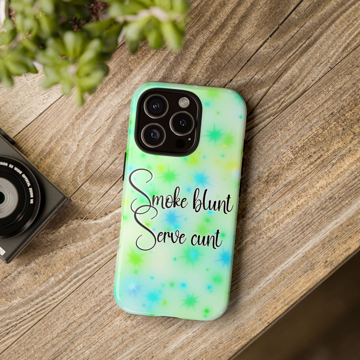 Phone Case — "Smoke blunt, Serve cunt" Green Starburst Tough Case