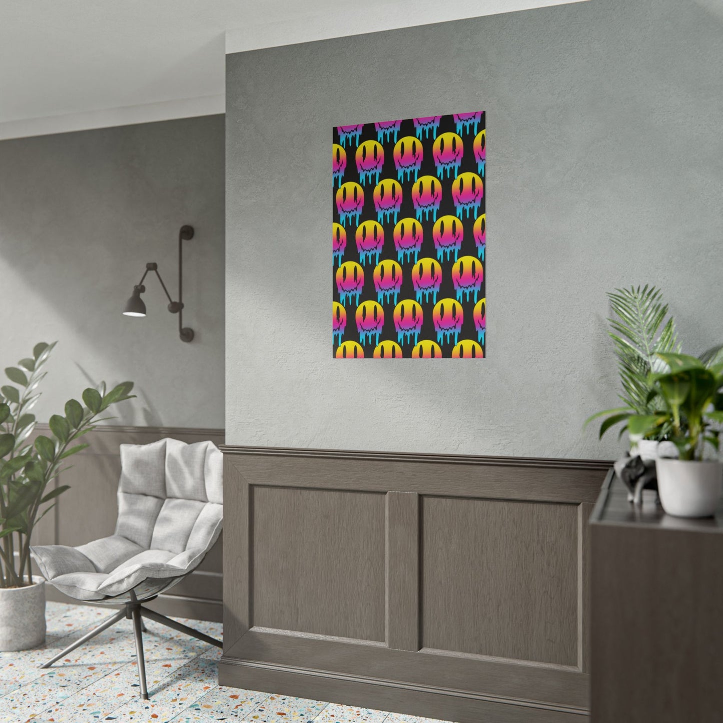 Neon Drip Smiley Poster