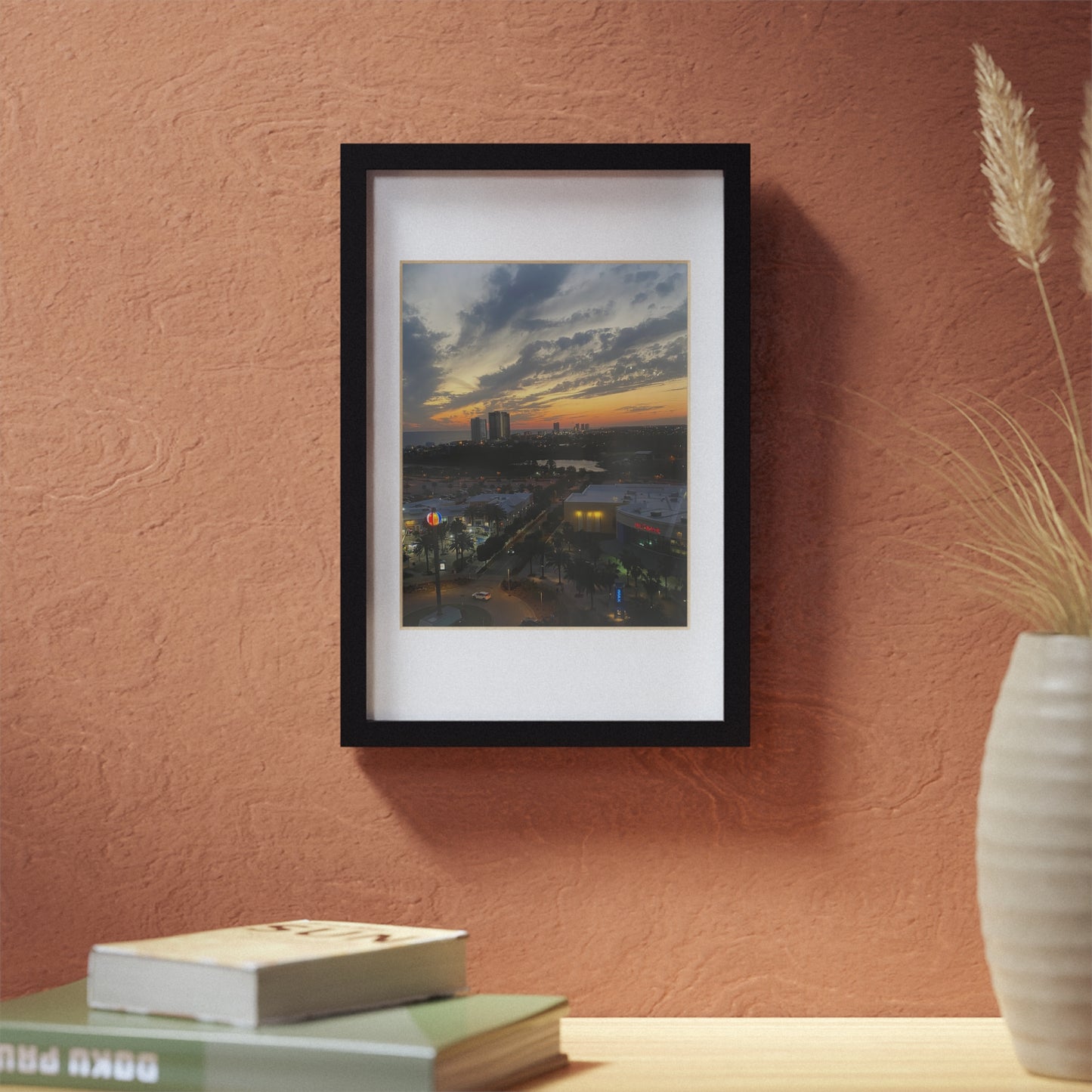 Black Framed Sunset Photo Poster — City Skyline Wall Art
