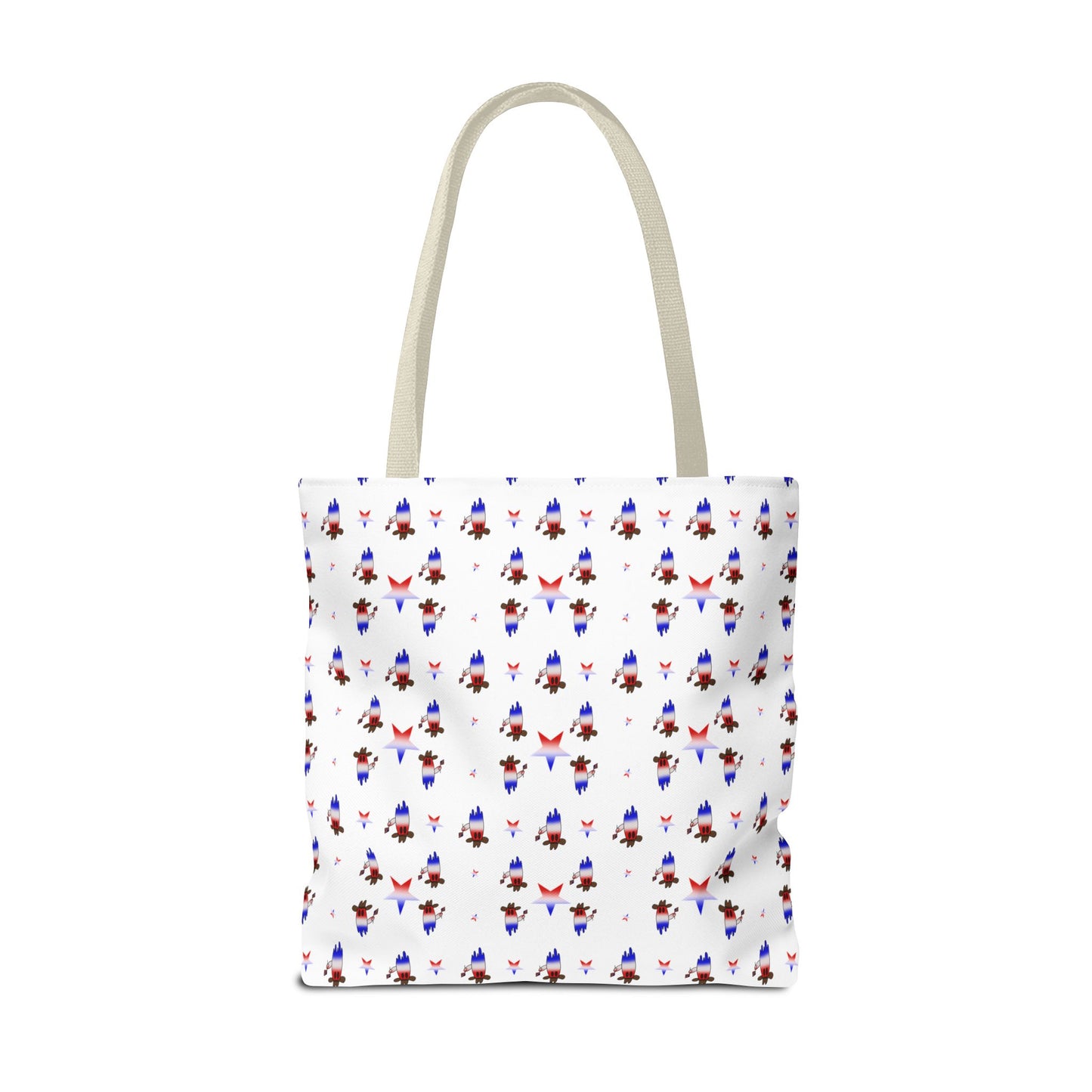 Patriotic Ghost Pattern Tote Bag – Red White Blue All-Over Print