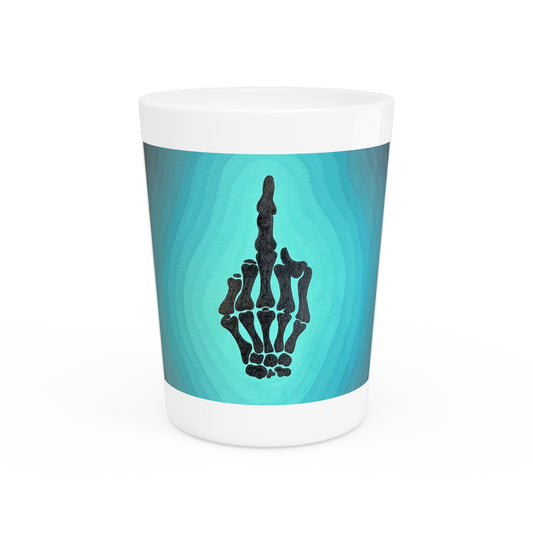 Skeleton Middle Finger Shot Glass — Funny Gothic Skull Barware