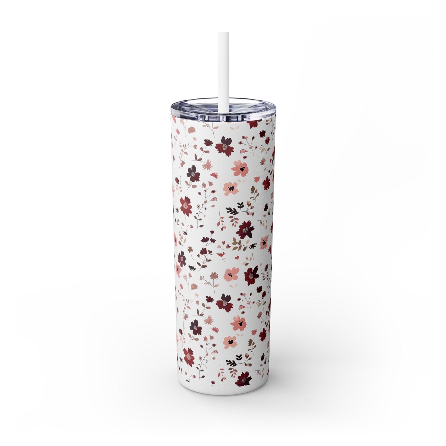 Floral Skinny Tumbler 20oz – Pink Blossom Straw Cup