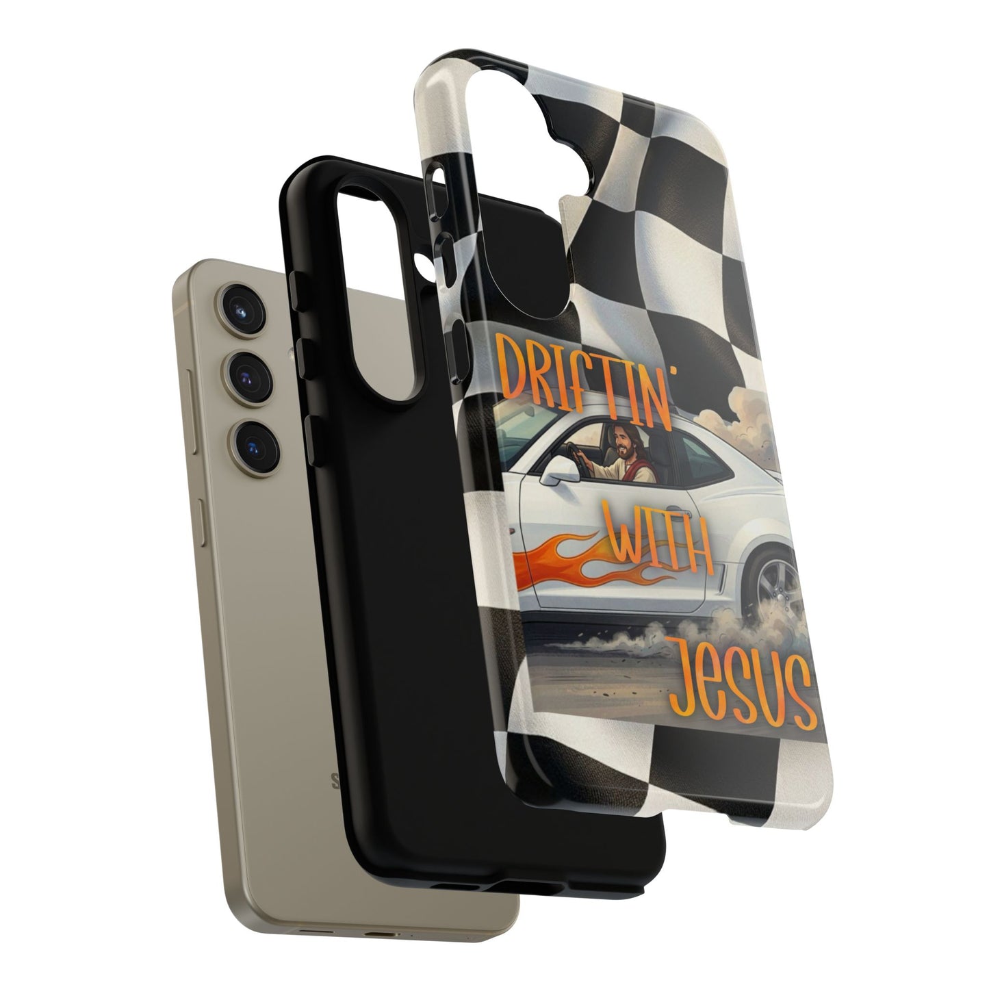 Phone Case — "Driftin' With Jesus" Racing Crosscheck Design - Samsung/ Google phones