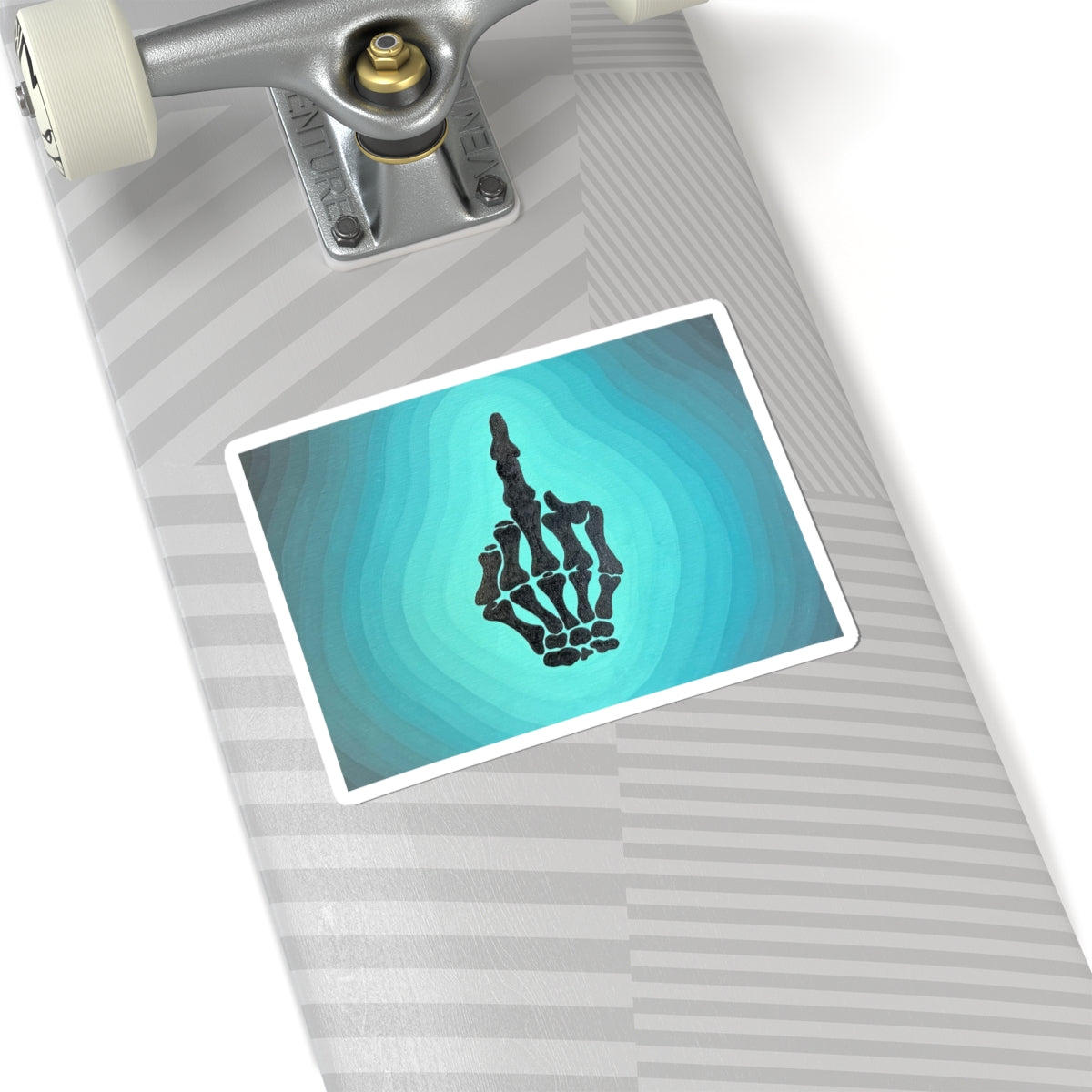 Skeleton Middle Finger Sticker — Funny Gothic Kiss-Cut Laptop Decal