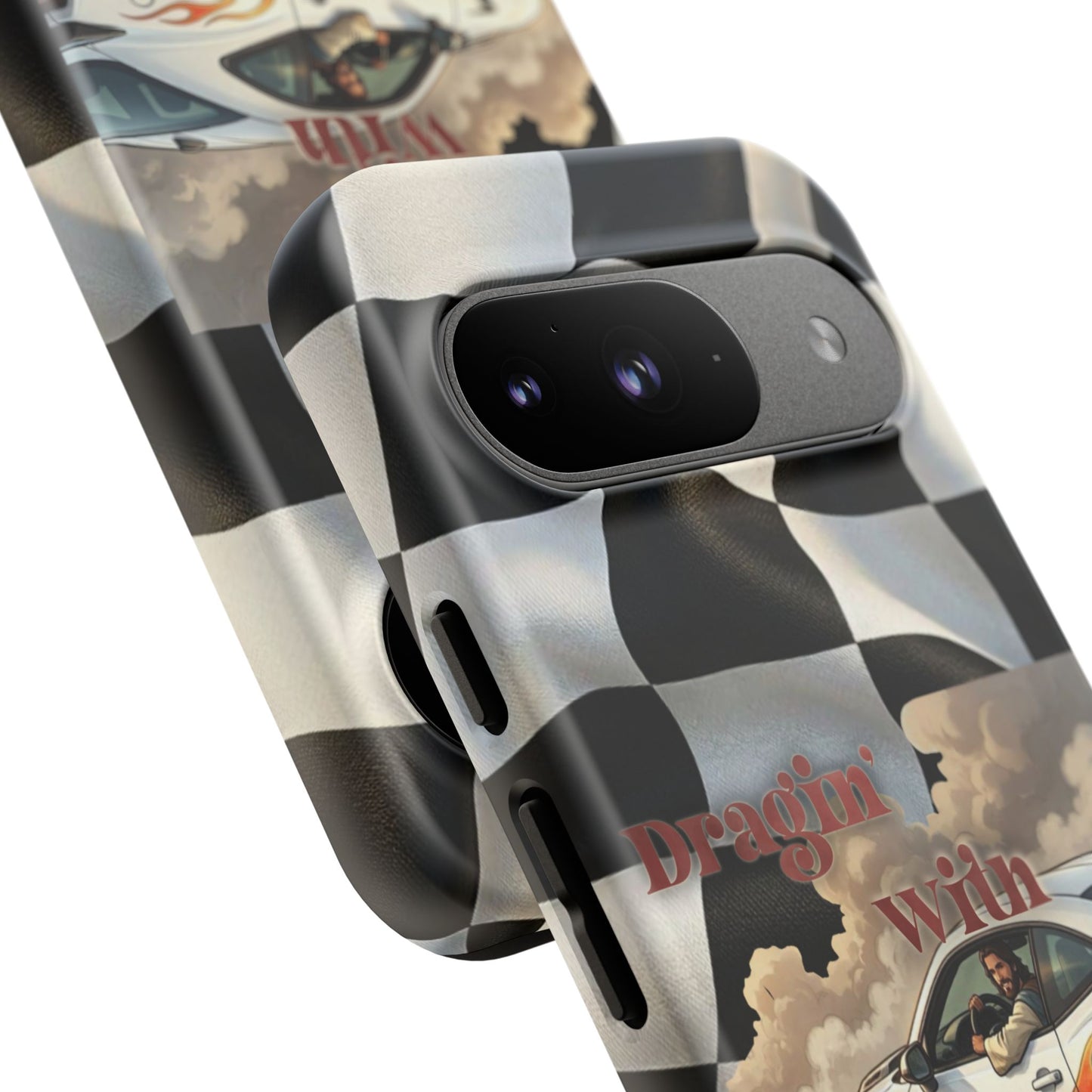 Phone Case — "Dragin' With Jesus" Racing Checkered flag - Samsung / Google phones
