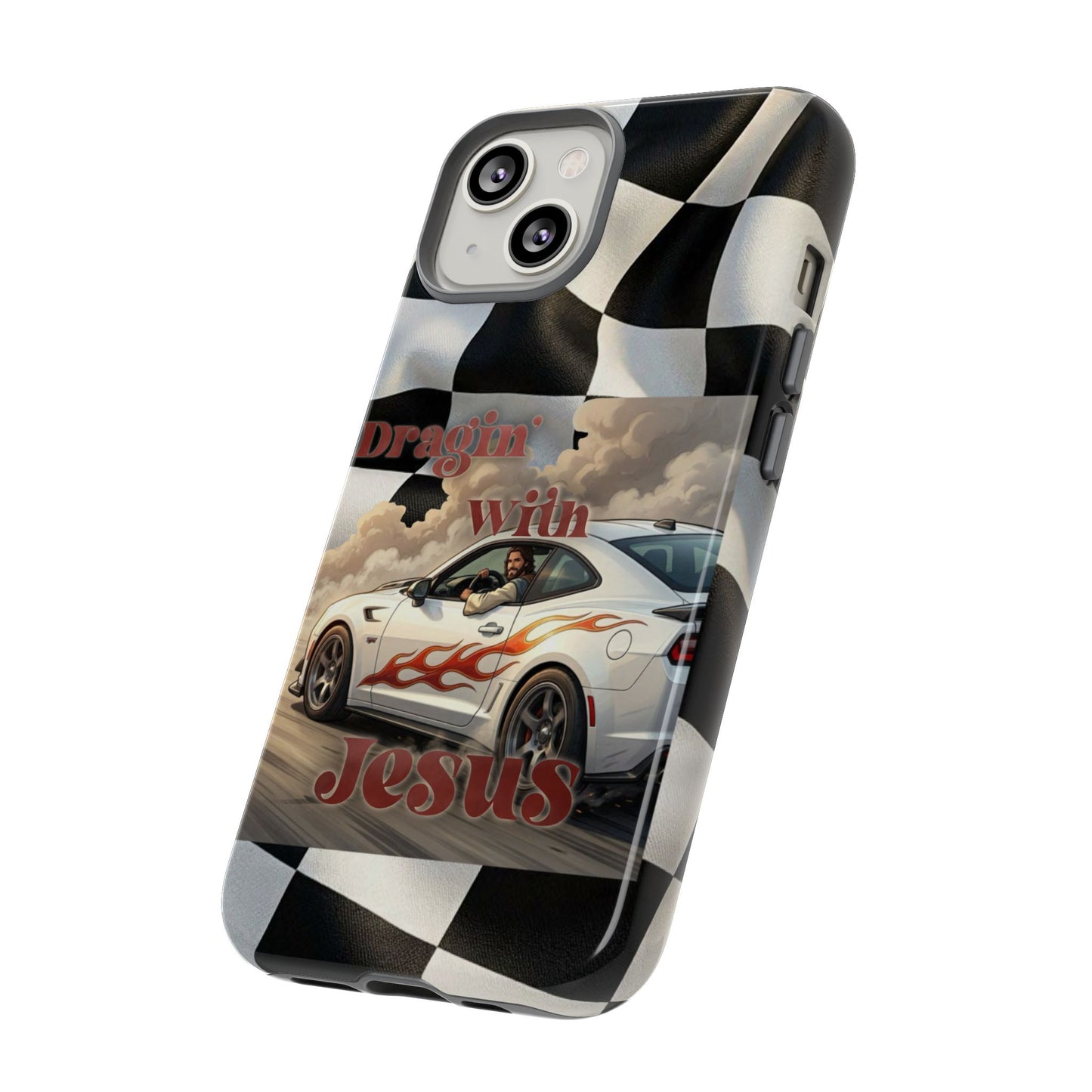Phone Case — 'Dragin' With Jesus' Racing Checkered Design - iPhone