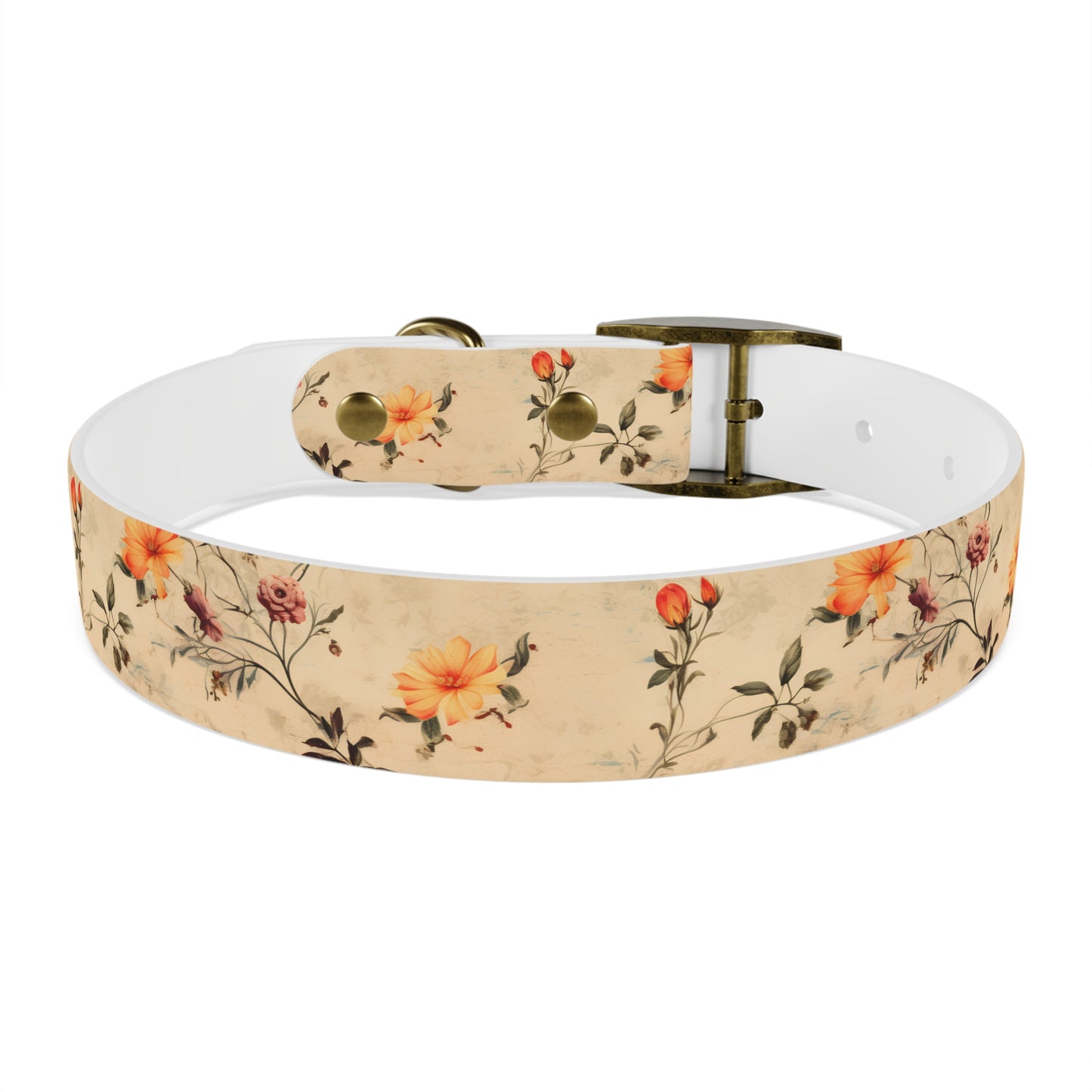 Floral Vintage Dog Collar – Peach Rose Print Pet Collar