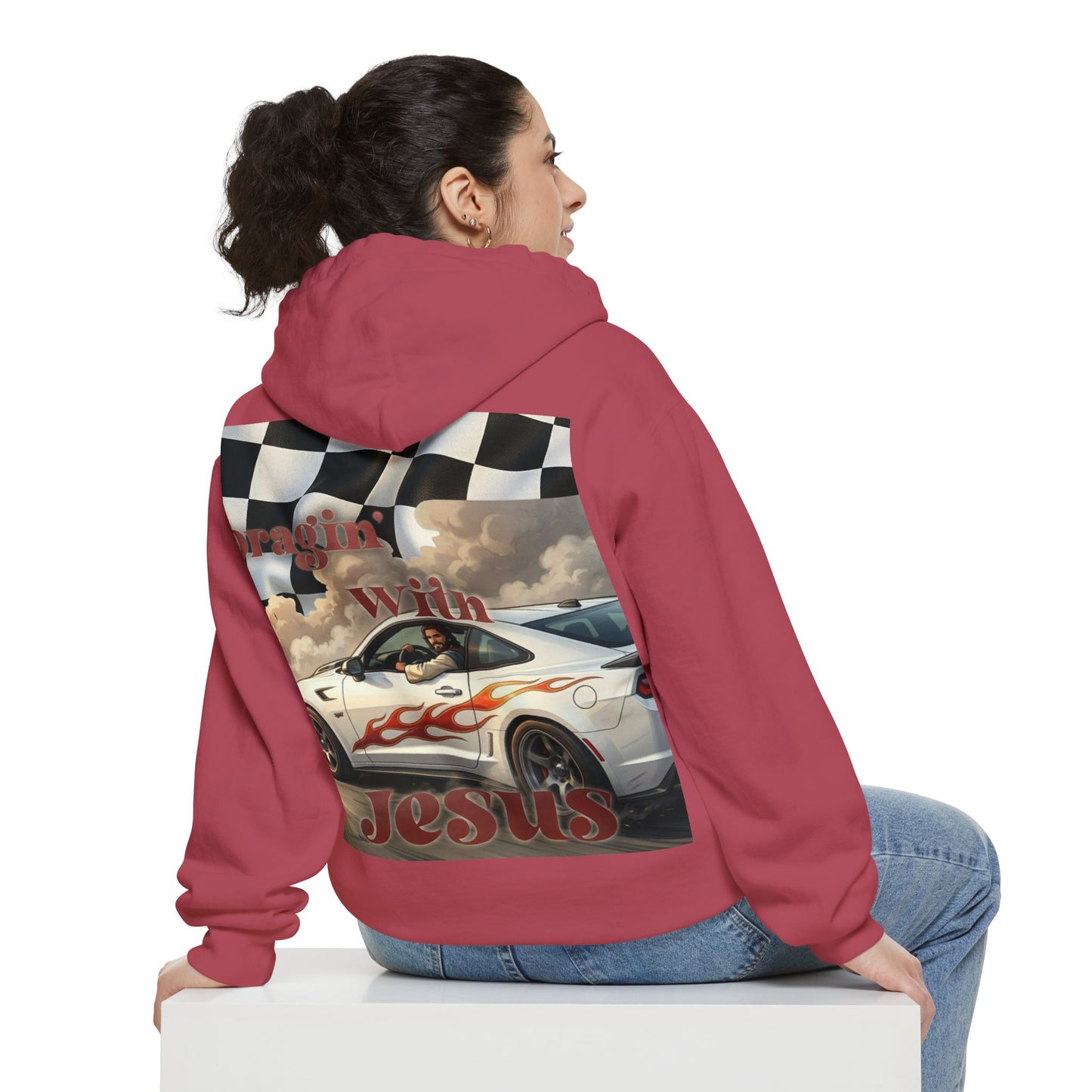 Dragin with Jesus Hoodie — Small Chest Print