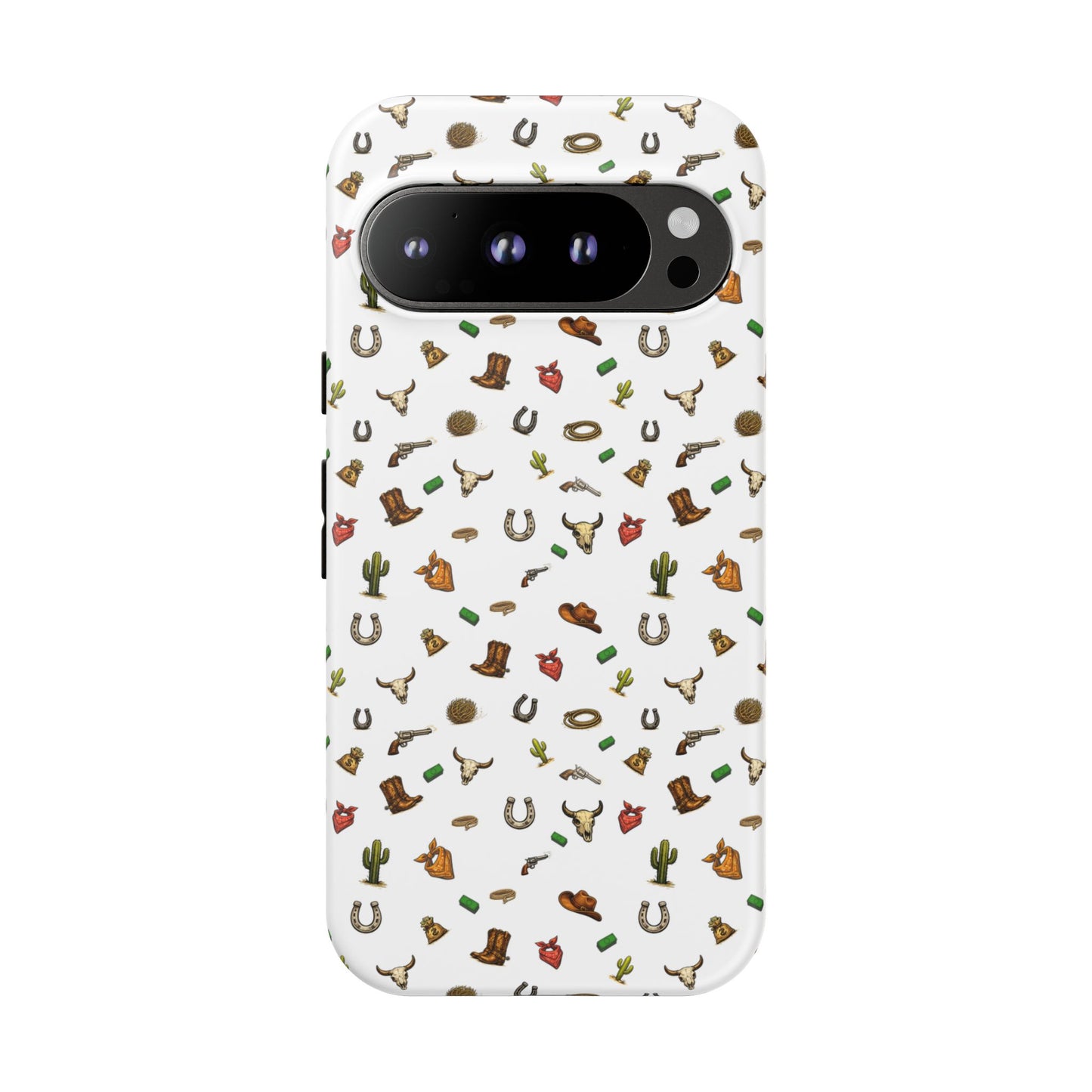 Western Pattern Phone Case — Cowboy Boots, Hats, Horseshoes & Cactus Tough Case