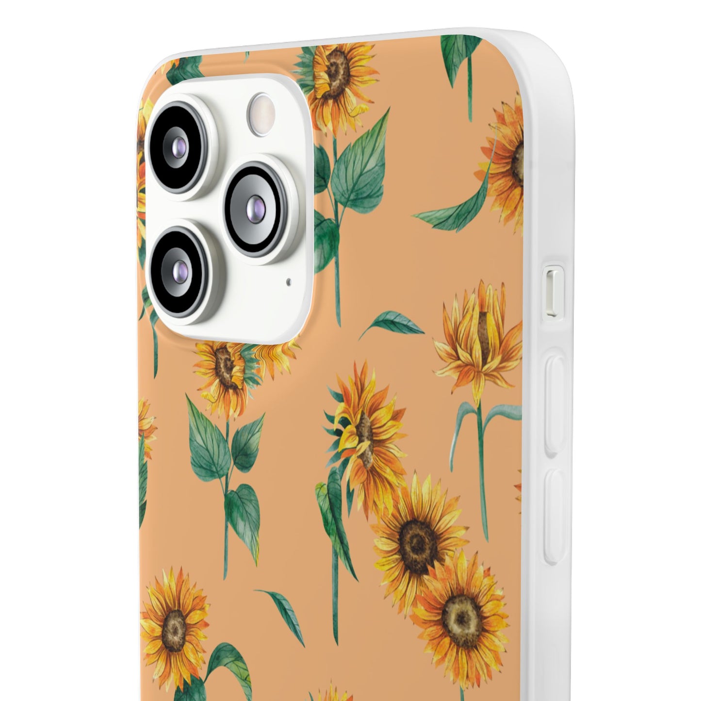 Sunflower Pattern Flexi Case — Floral Phone Case on Peach Background