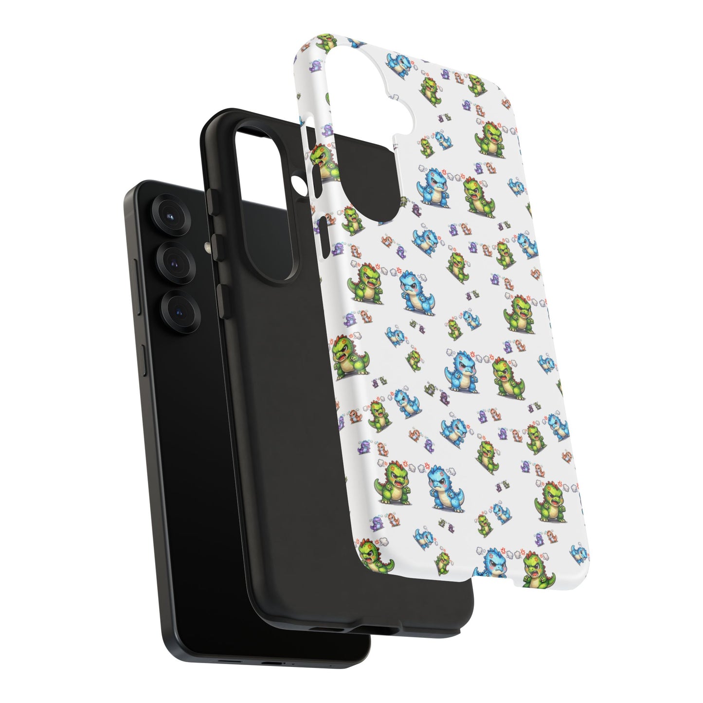 Cute Dino Pattern Phone Case — Playful Cartoon Dinosaur Tough Phone Cover