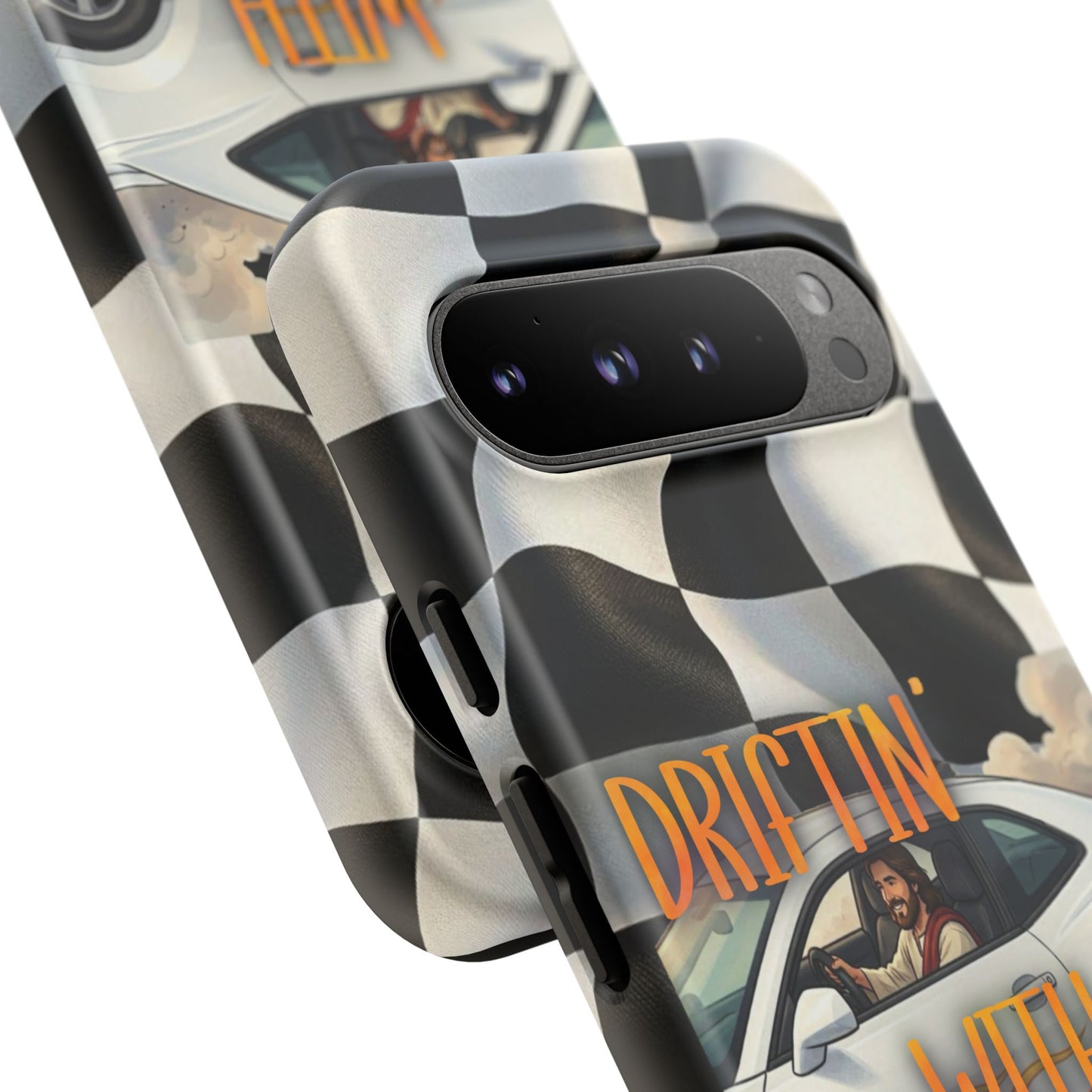 Phone Case — "Driftin' With Jesus" Racing Crosscheck Design - Samsung/ Google phones