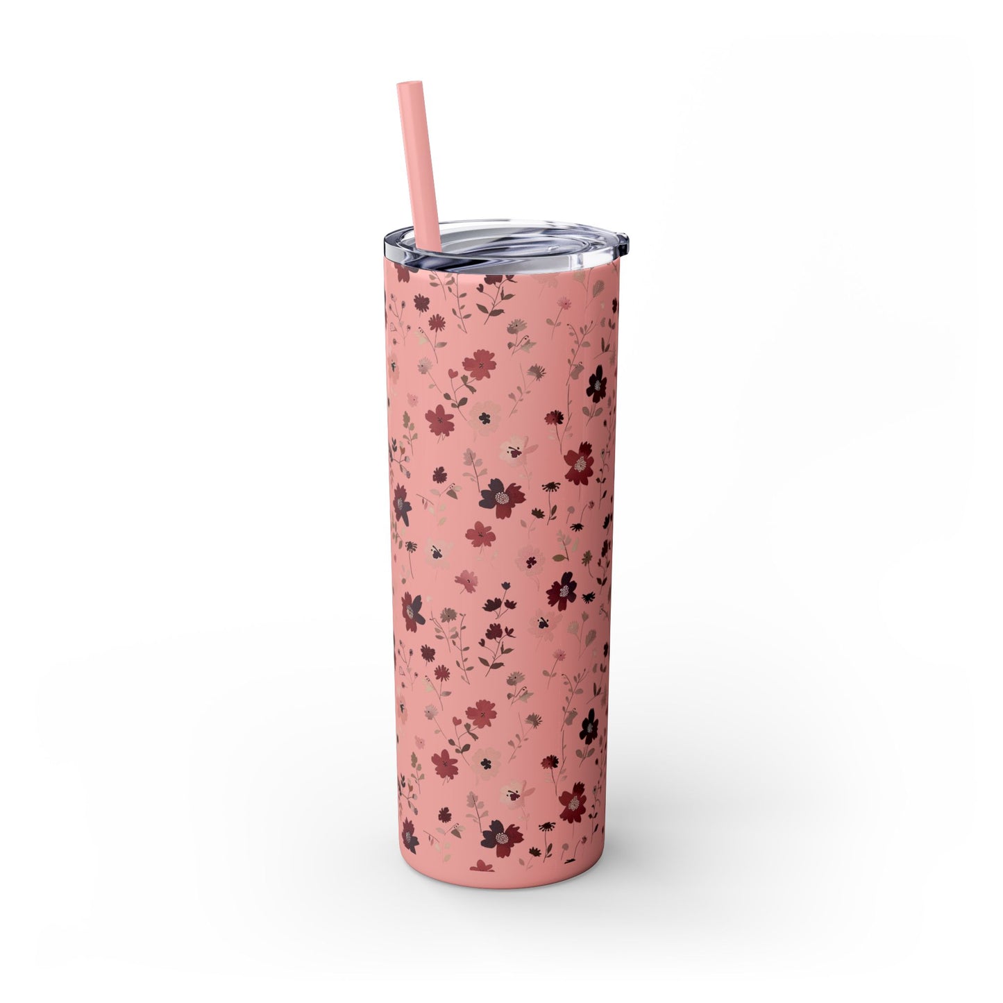 Floral Skinny Tumbler 20oz – Pink Blossom Straw Cup