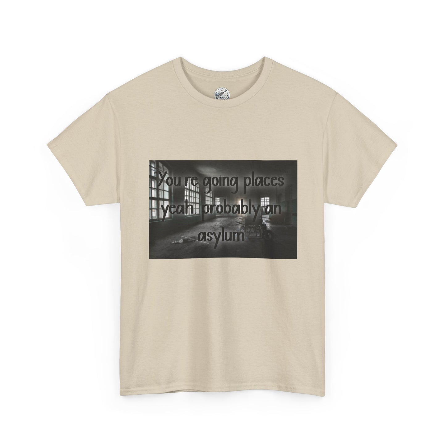 Dark Asylum Photo Tee — "You're Going Places, Yeah Probably the Asylum"