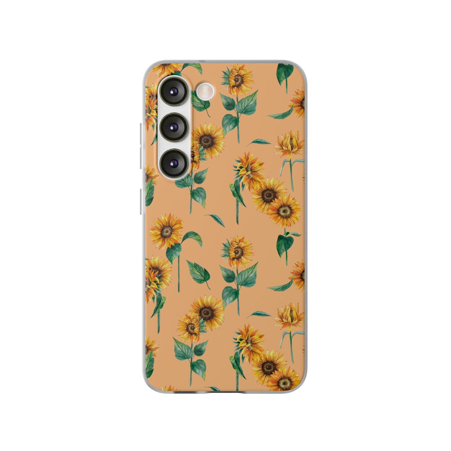 Sunflower Pattern Phone Case — Floral Peach Slim Flexi Case